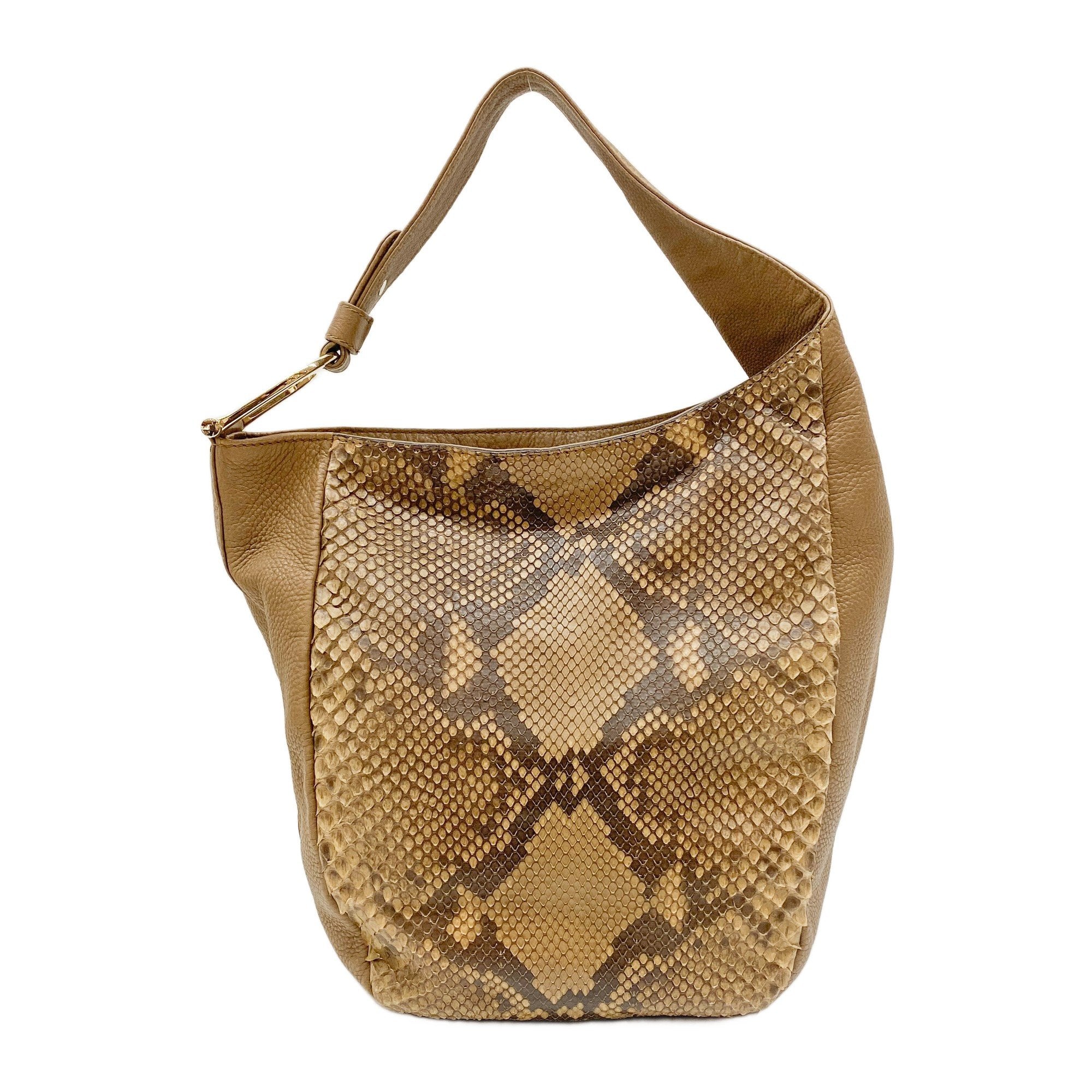 Greenwich Brown Python Embossed Leather Hobo Bag