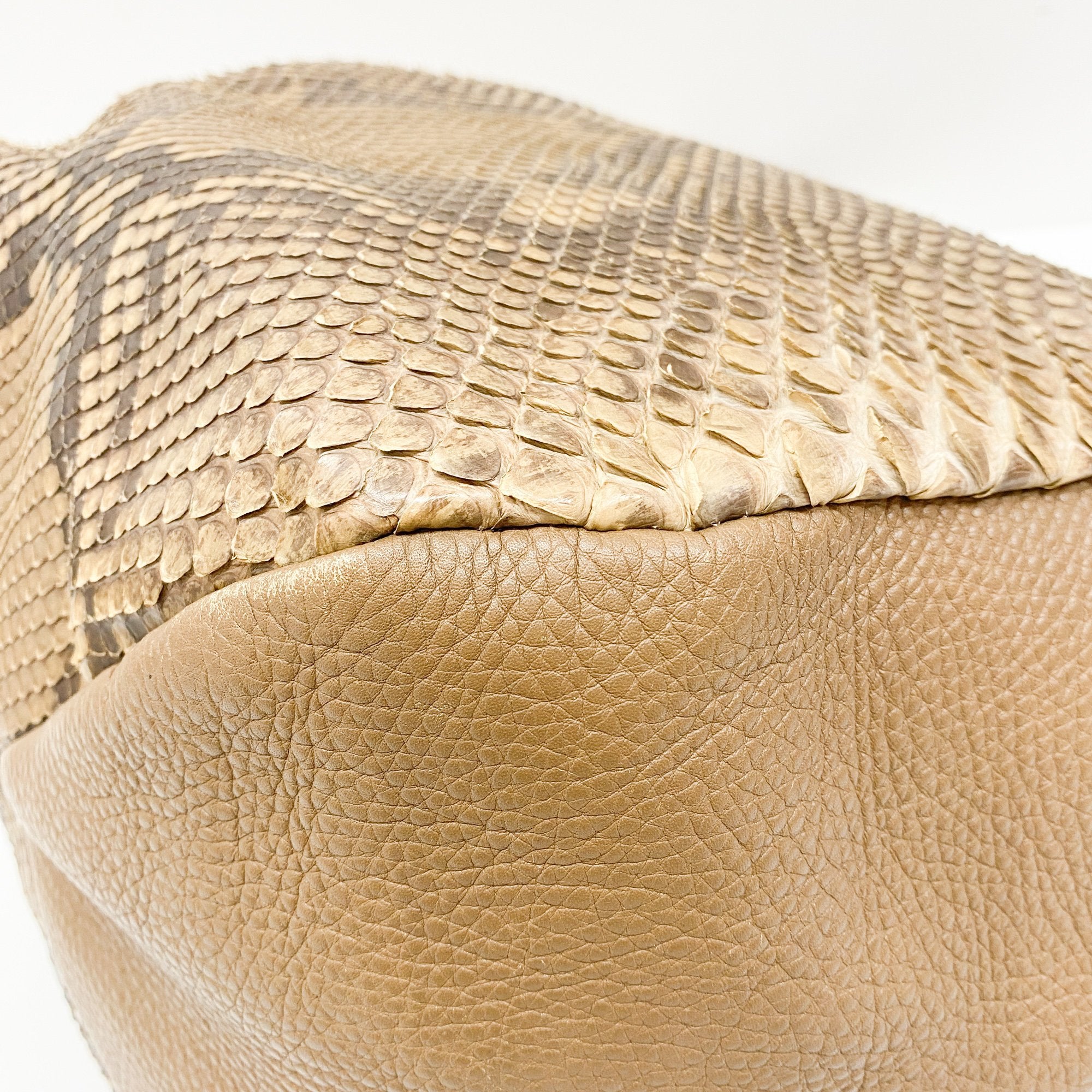 Greenwich Brown Python Embossed Leather Hobo Bag