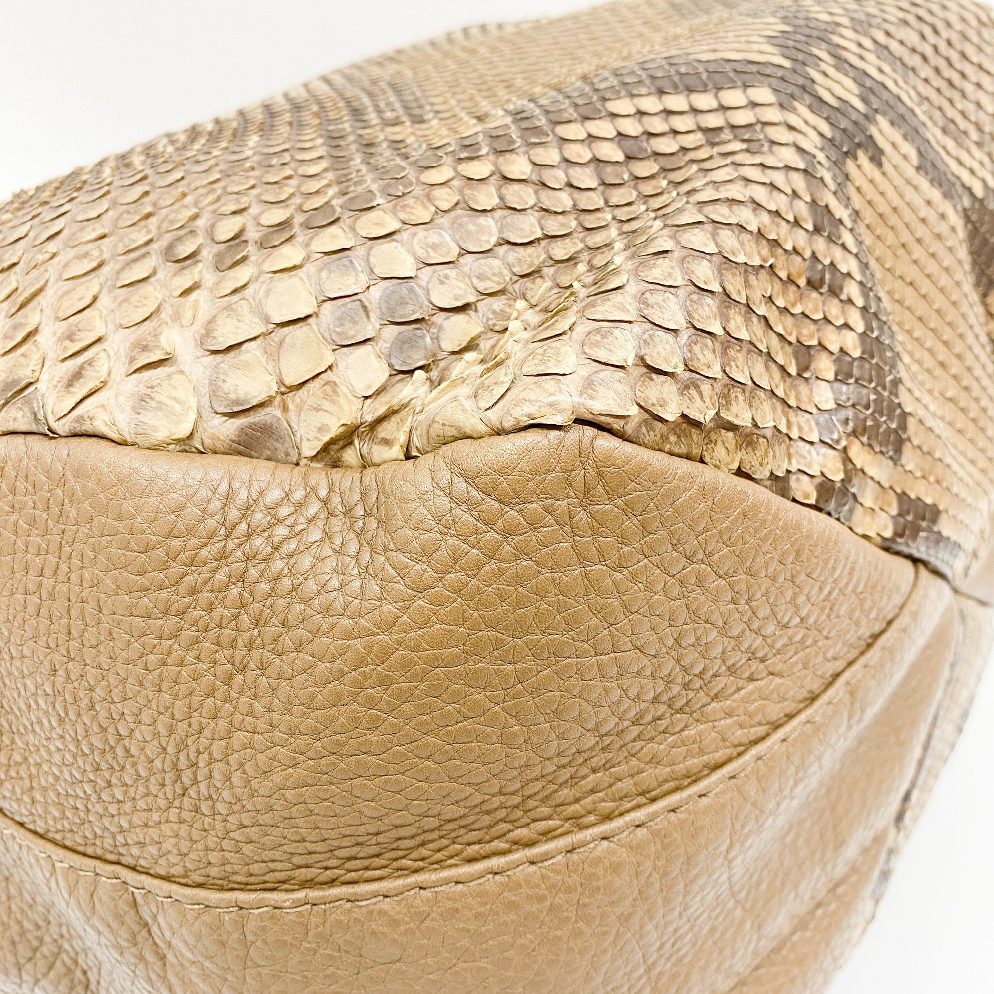 Greenwich Brown Python Embossed Leather Hobo Bag