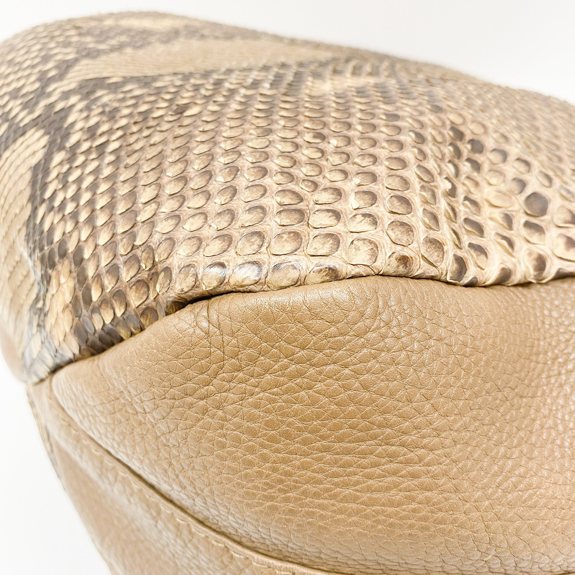 Greenwich Brown Python Embossed Leather Hobo Bag