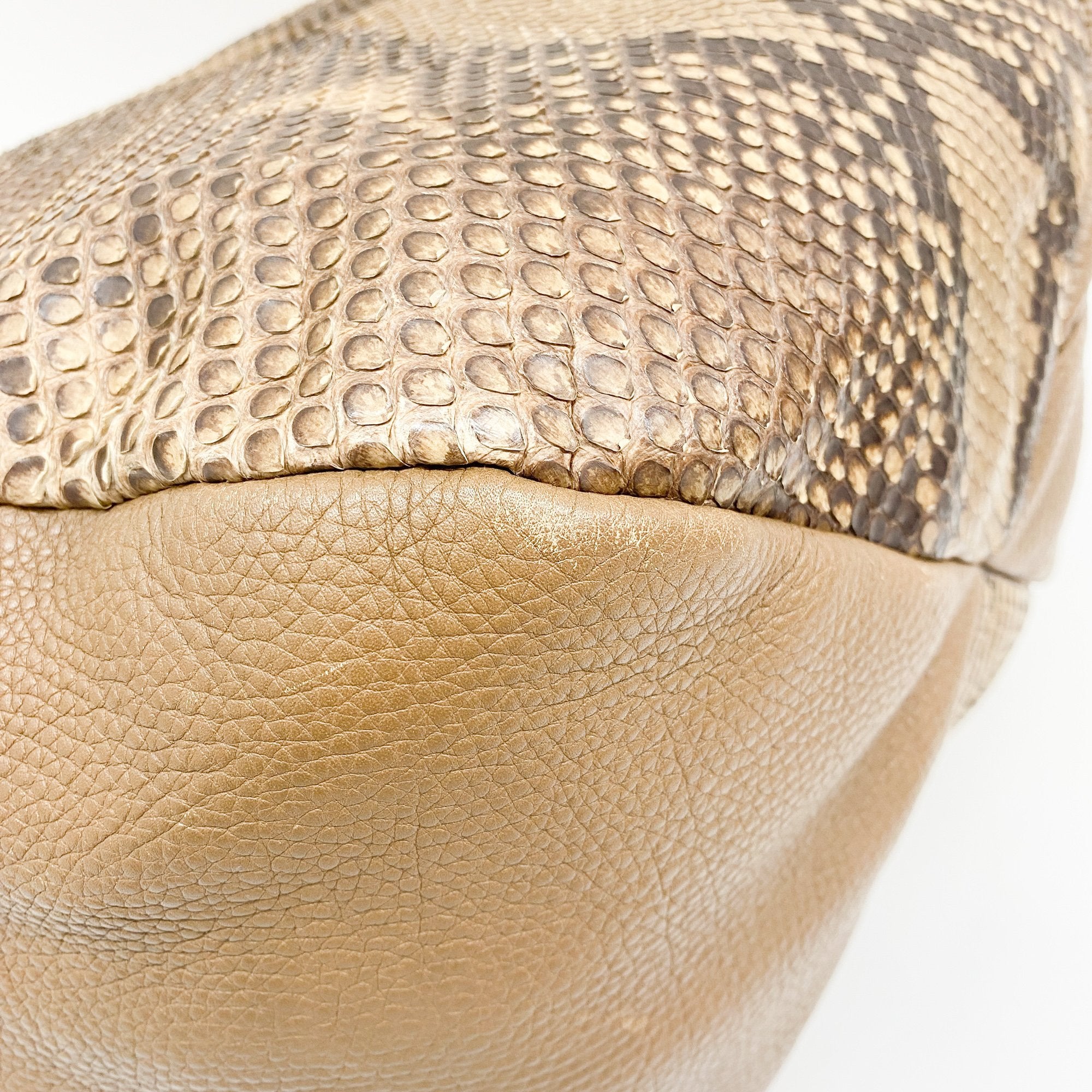 Greenwich Brown Python Embossed Leather Hobo Bag
