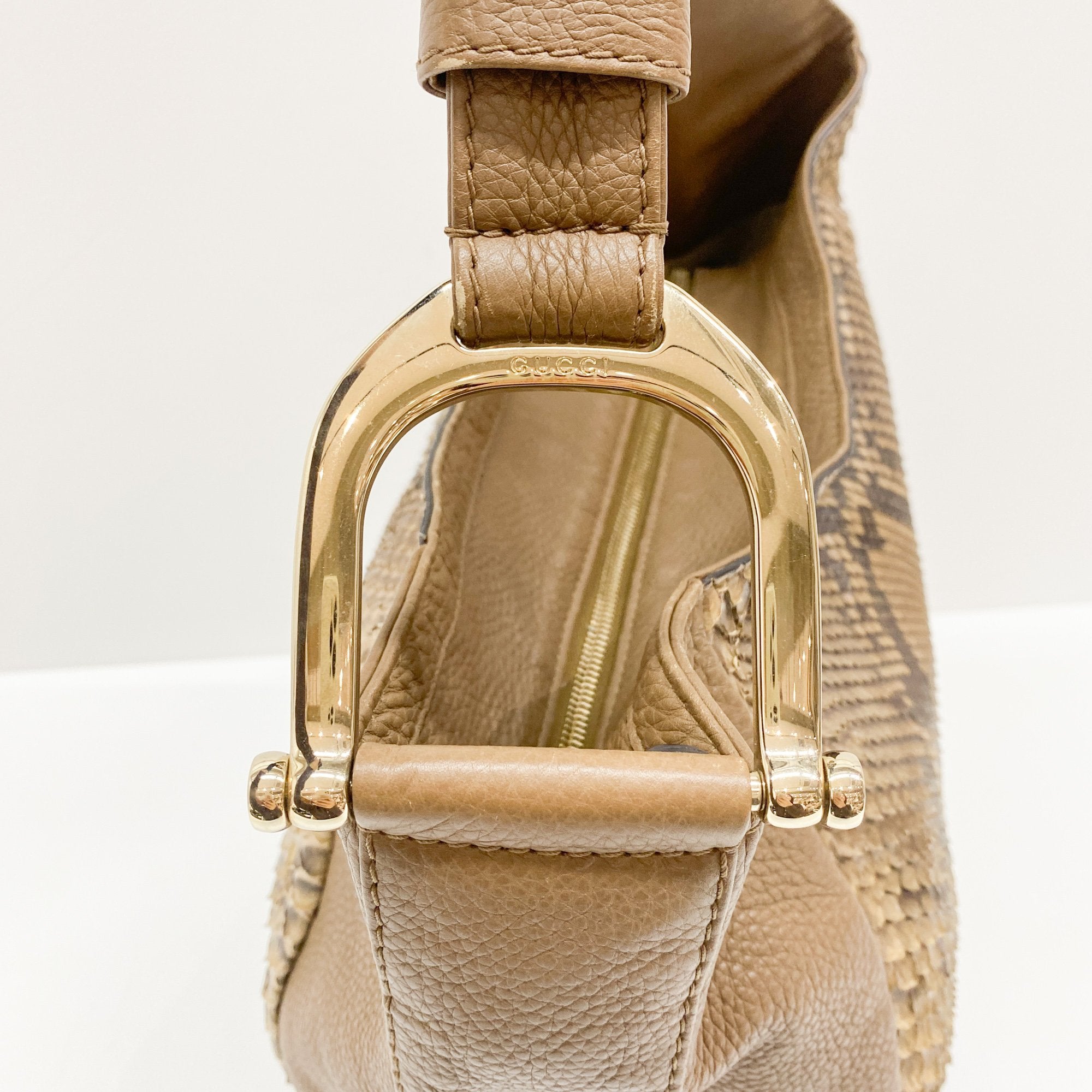 Greenwich Brown Python Embossed Leather Hobo Bag