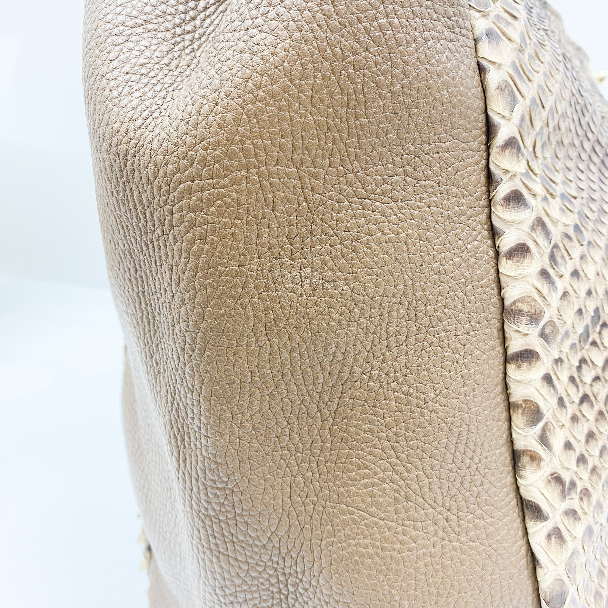 Greenwich Brown Python Embossed Leather Hobo Bag