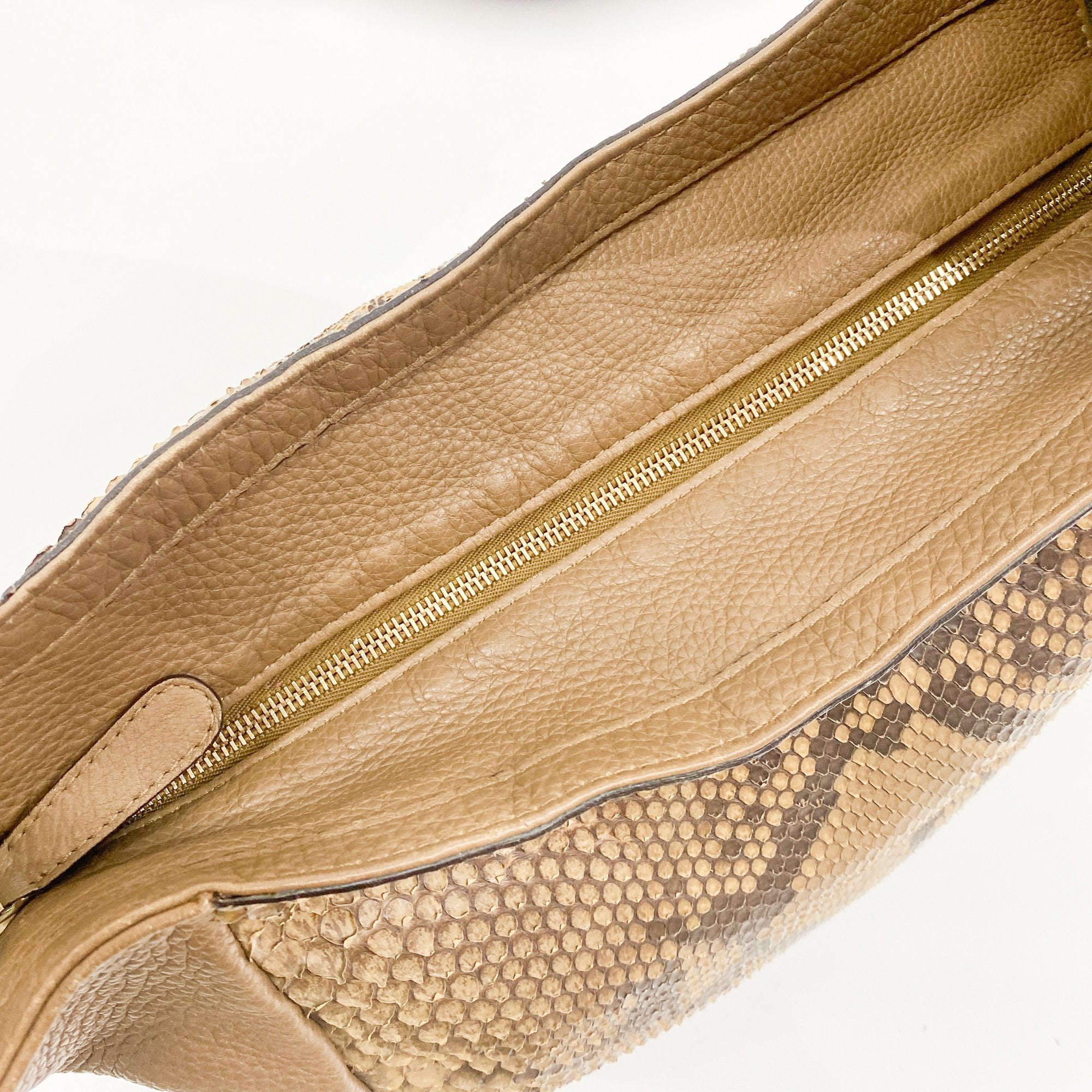 Greenwich Brown Python Embossed Leather Hobo Bag