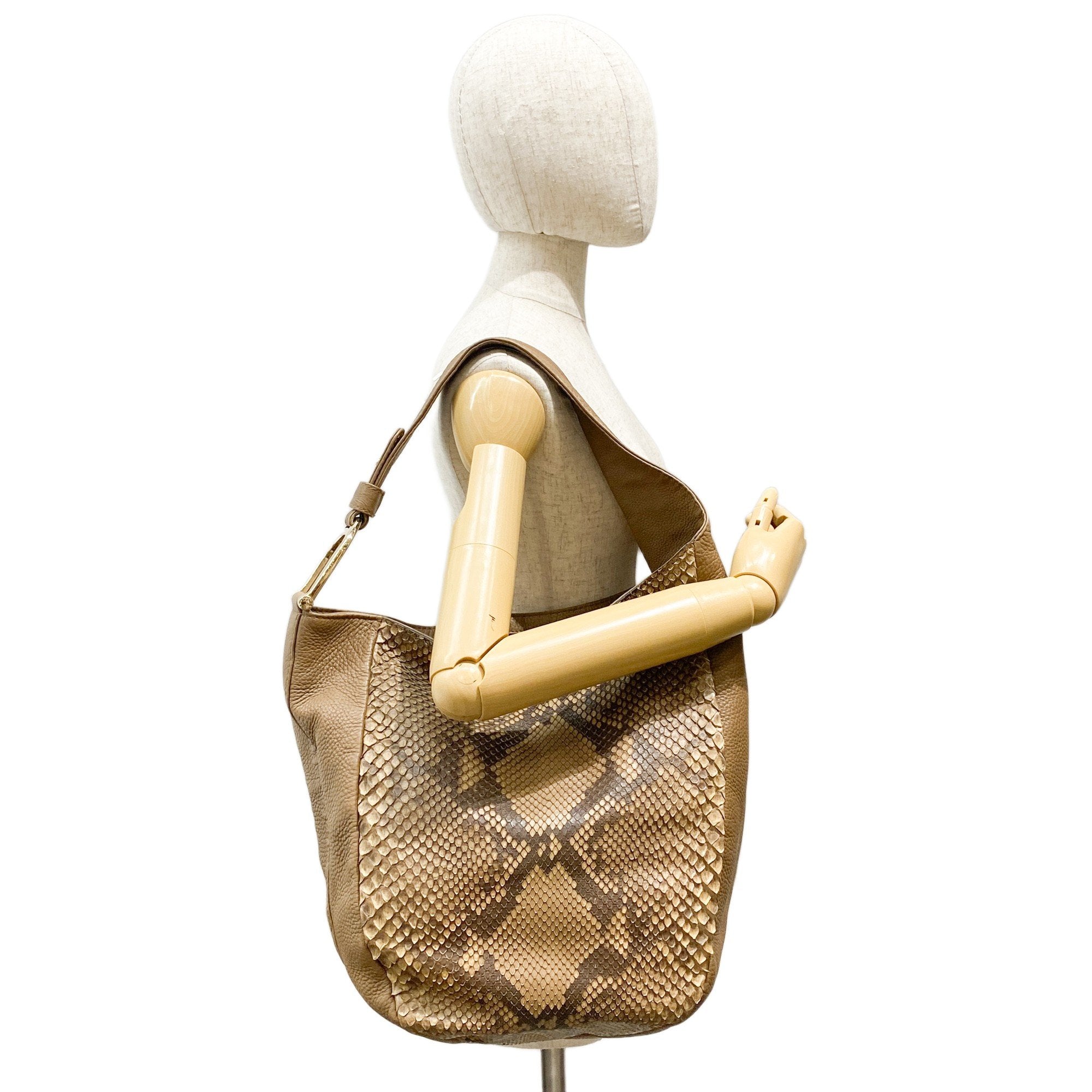 Greenwich Brown Python Embossed Leather Hobo Bag