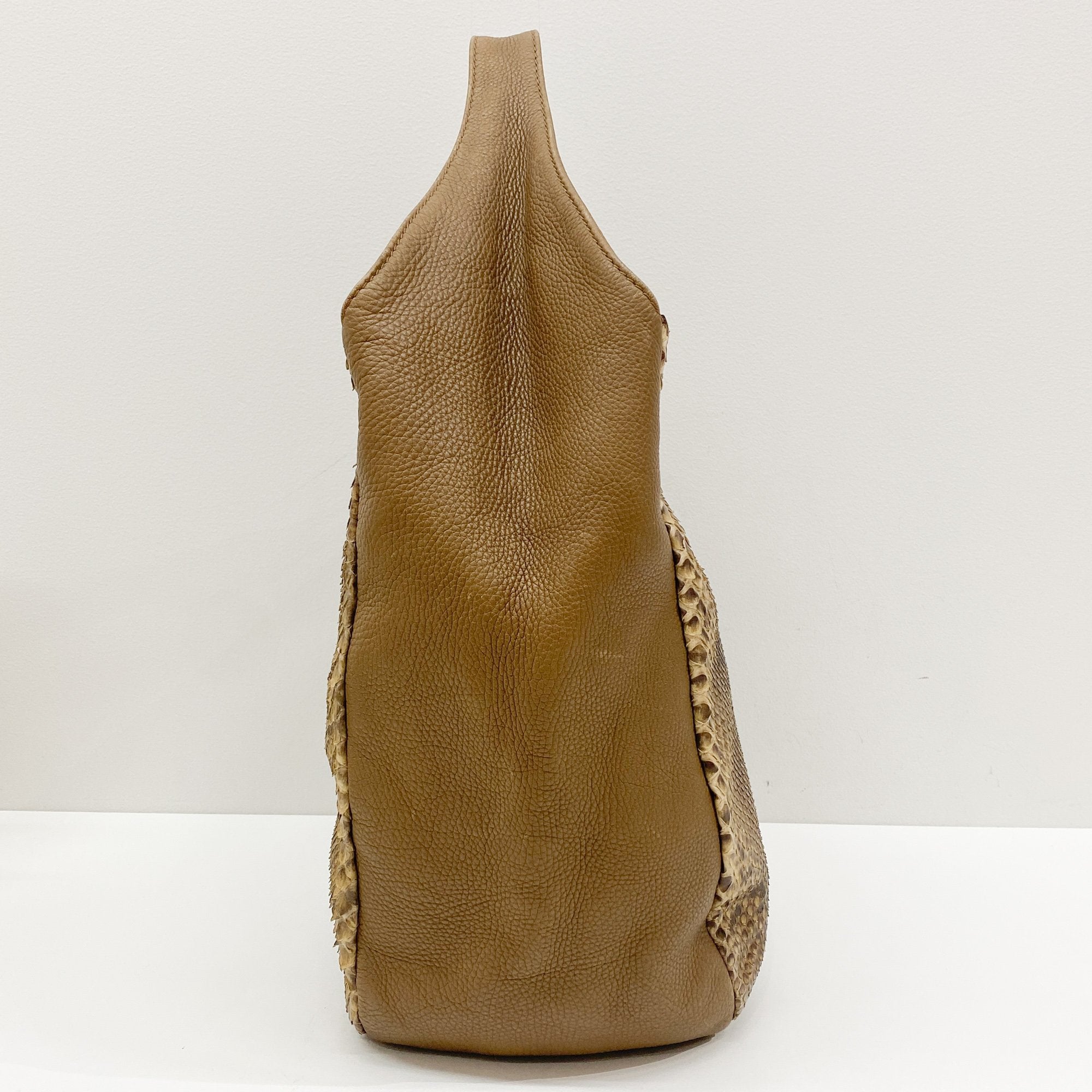 Greenwich Brown Python Embossed Leather Hobo Bag