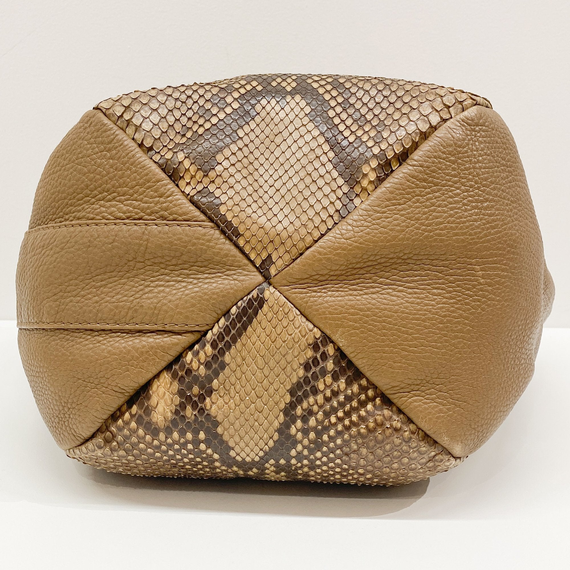 Greenwich Brown Python Embossed Leather Hobo Bag