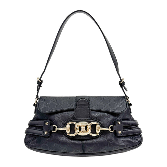 GG Horsebit Black Leather Shoulder Bag