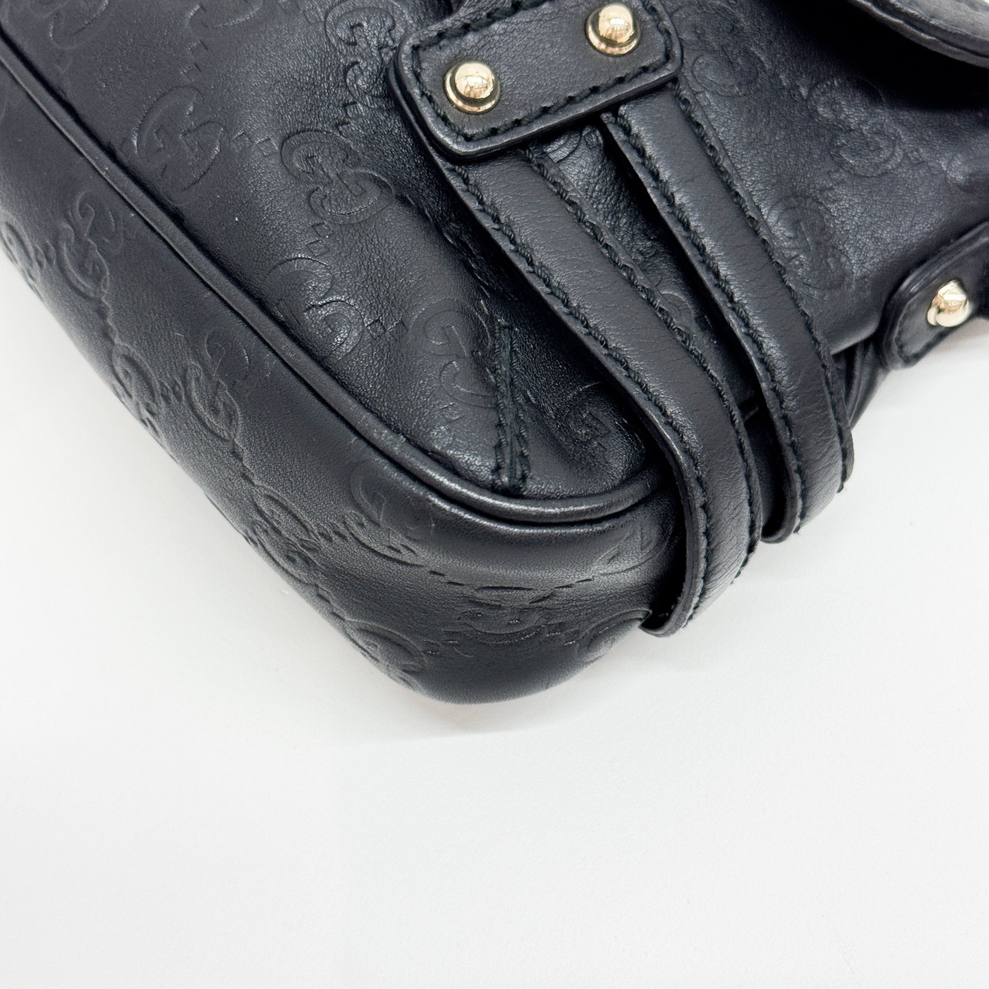 GG Horsebit Black Leather Shoulder Bag