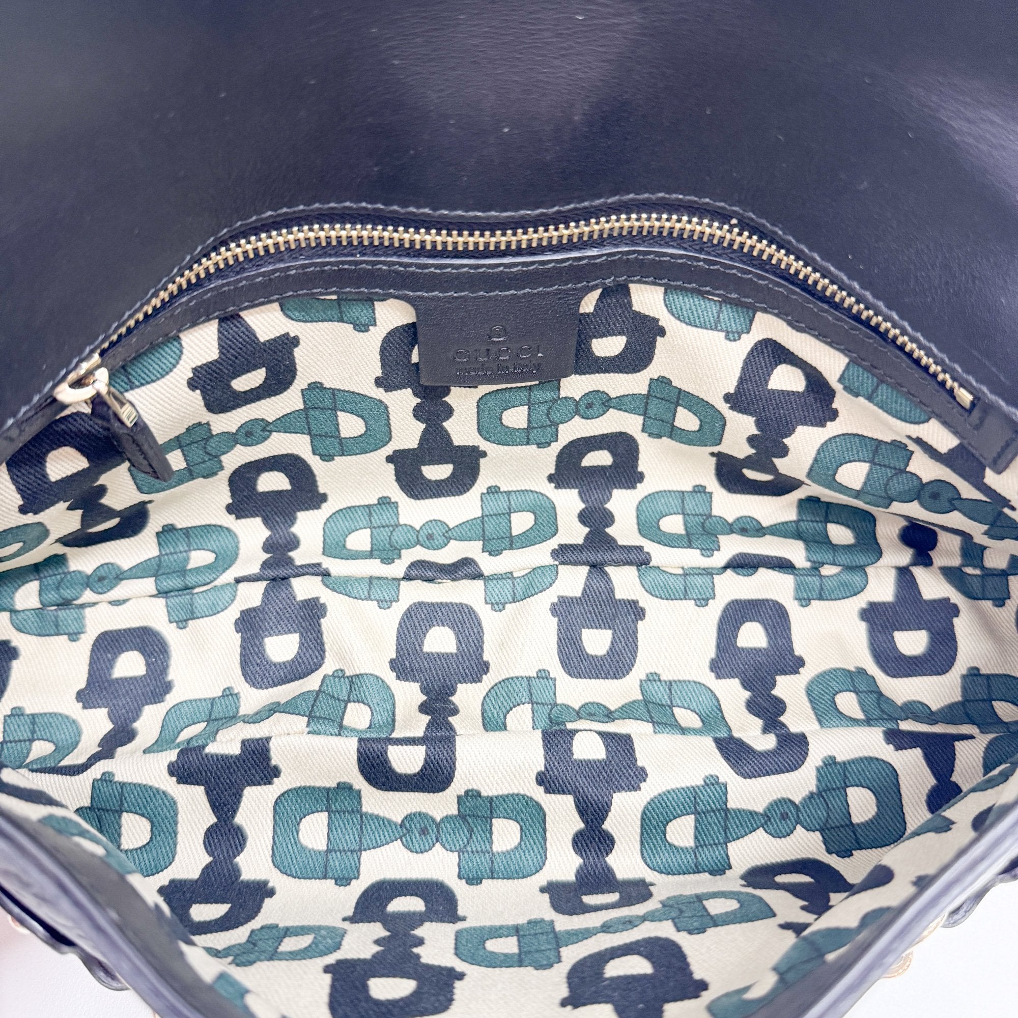 GG Horsebit Black Leather Shoulder Bag