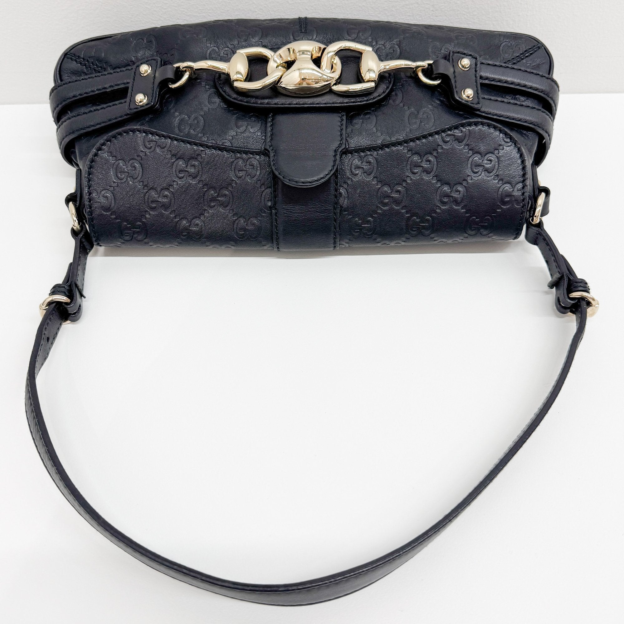 GG Horsebit Black Leather Shoulder Bag