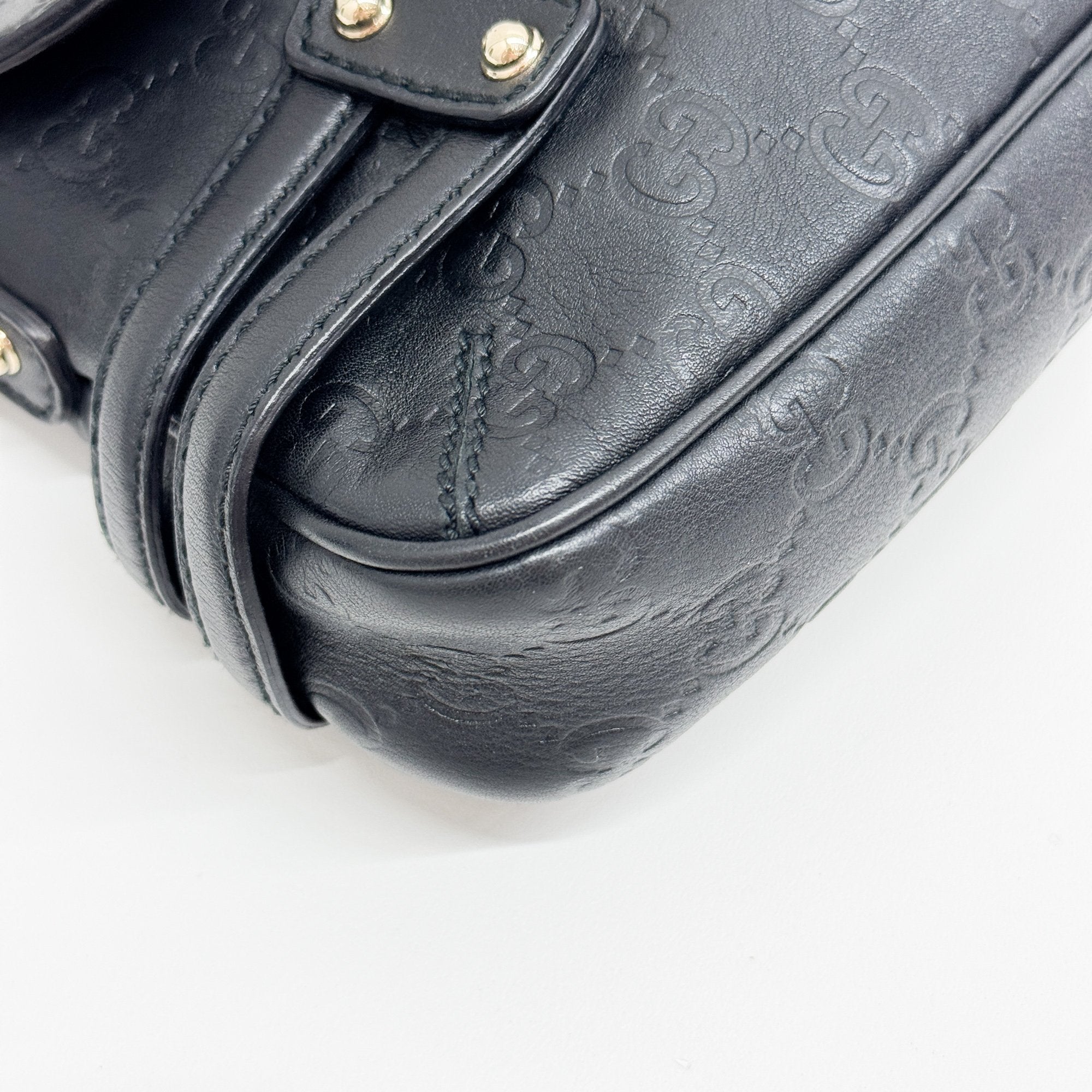 GG Horsebit Black Leather Shoulder Bag