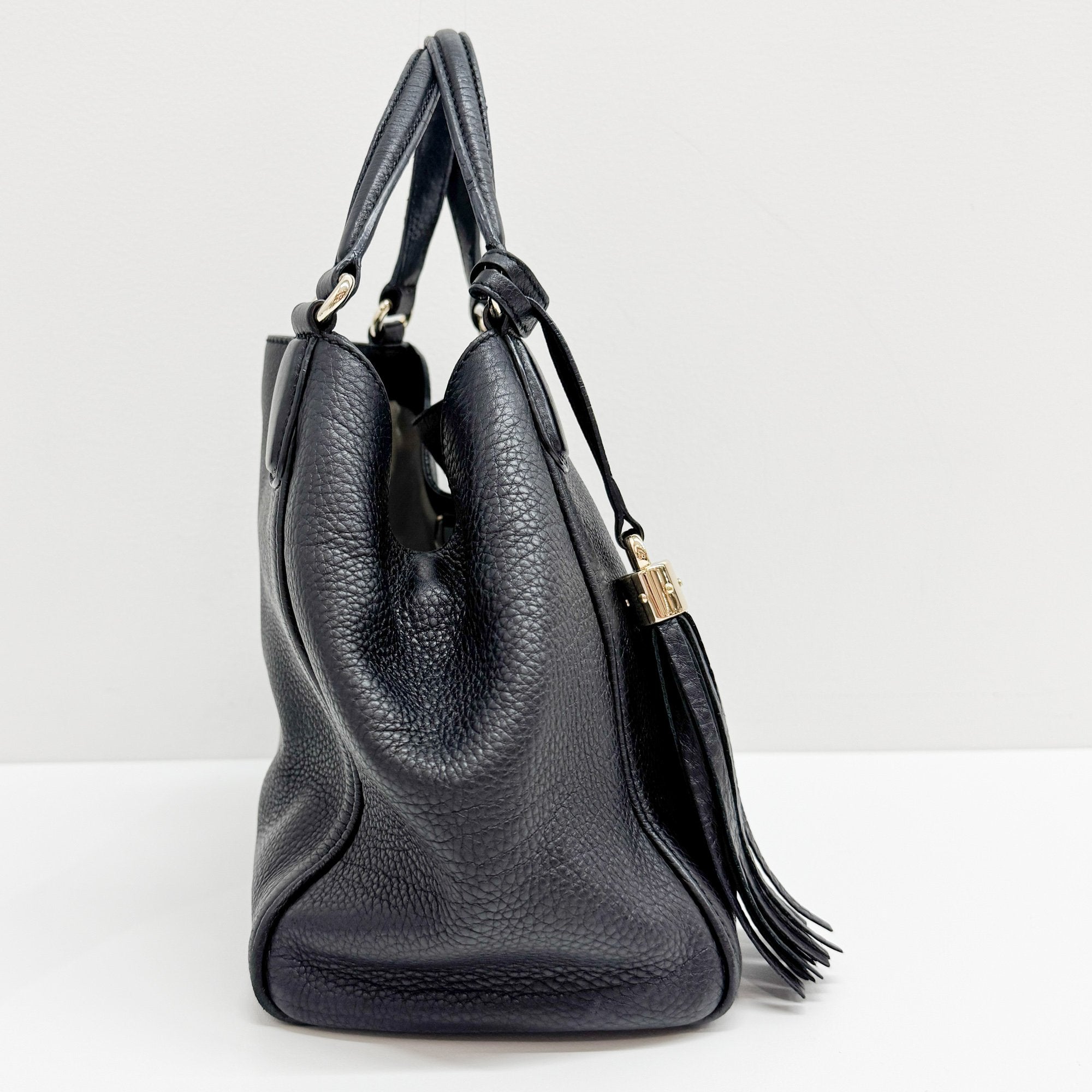 Shoho Black Leather Tote Bag