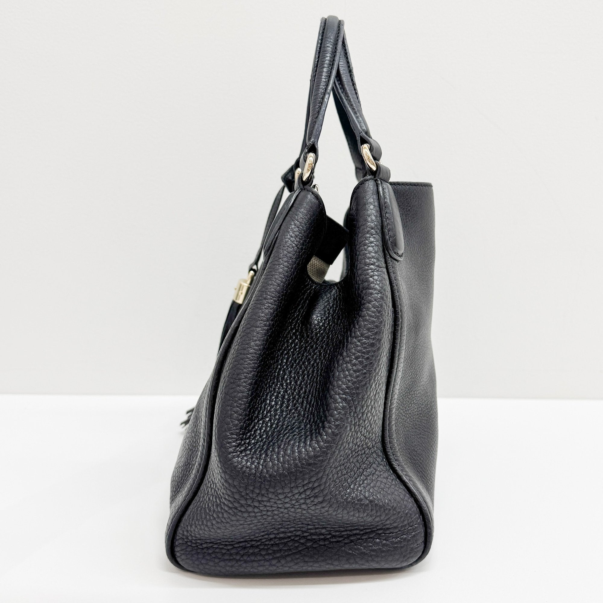 Shoho Black Leather Tote Bag