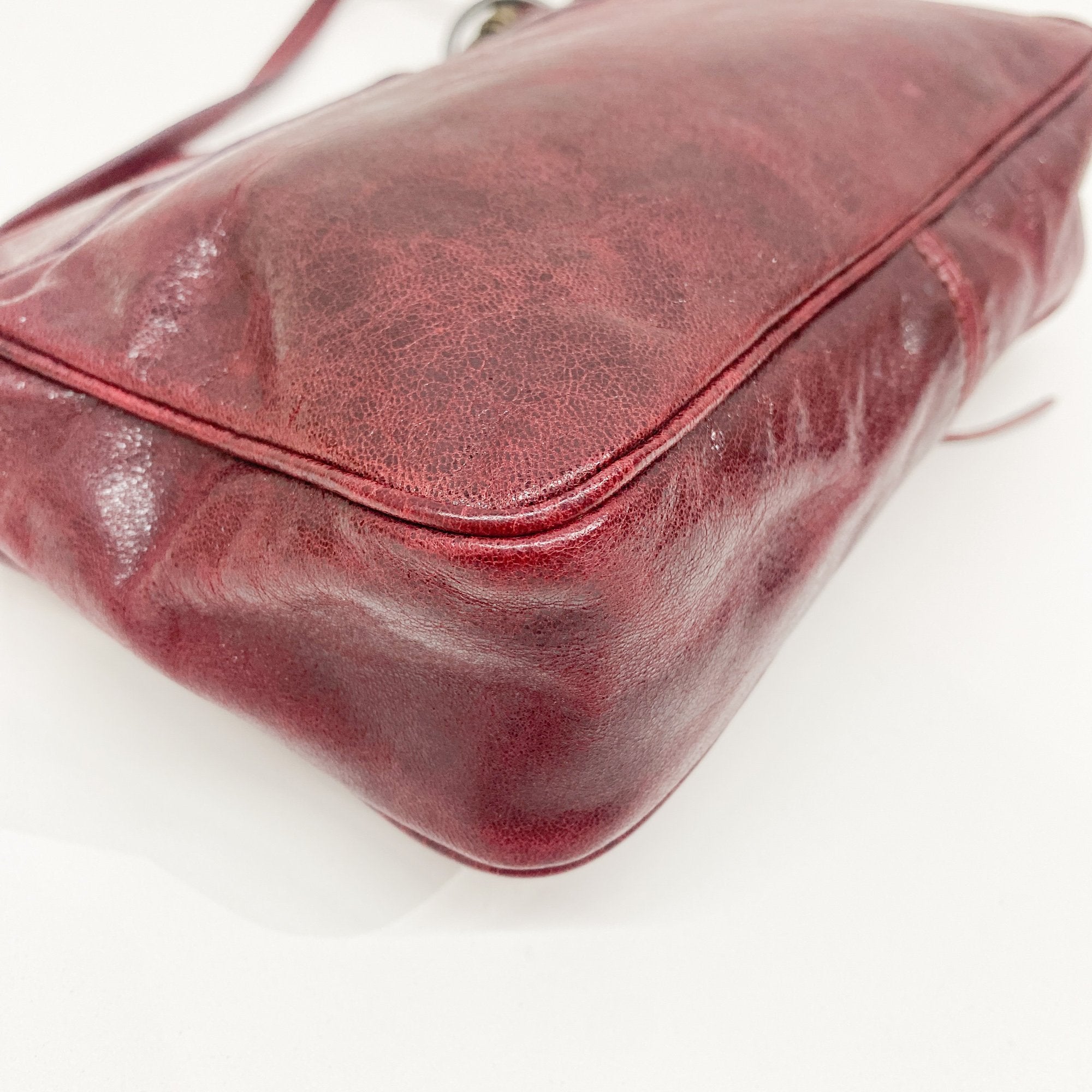 The City Pouch Red Leather Hand Bag
