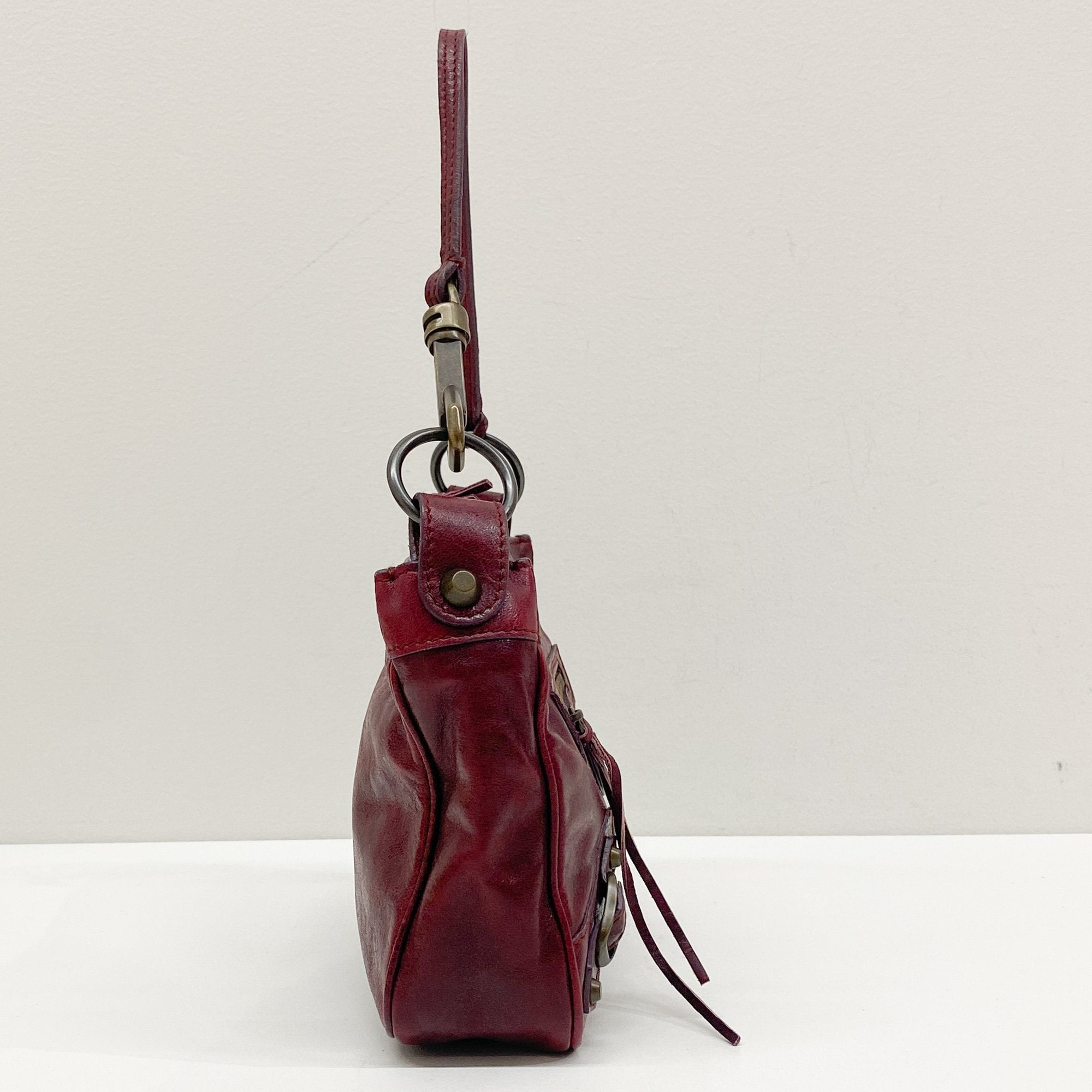 The City Pouch Red Leather Hand Bag