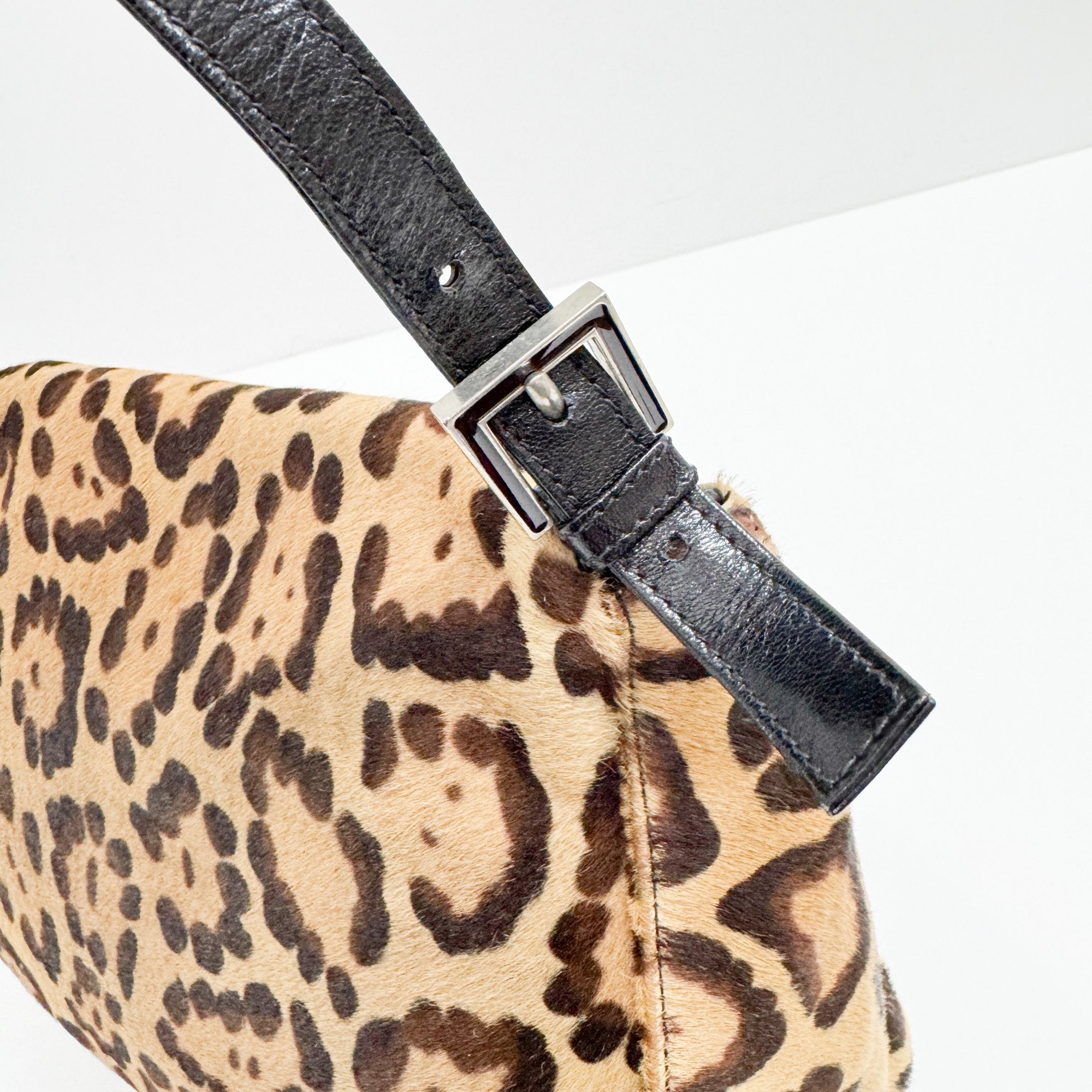 Mamma Baguette Brown Leopard Print Pony Hair Shoulder Bag