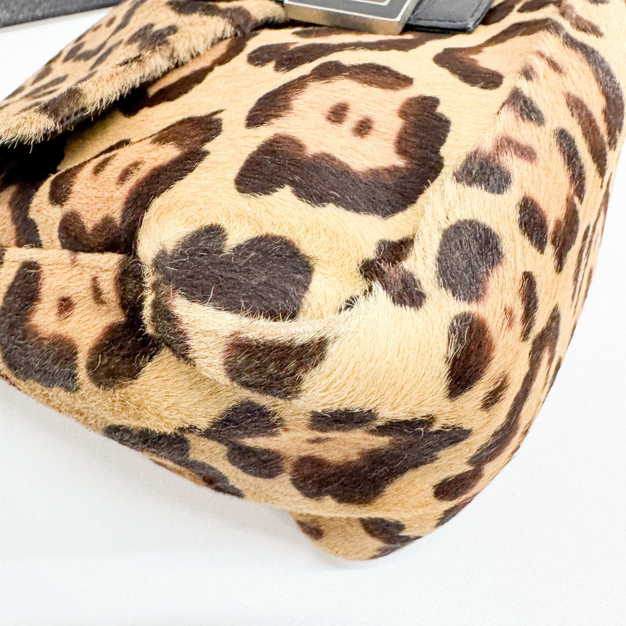 Mamma Baguette Brown Leopard Print Pony Hair Shoulder Bag