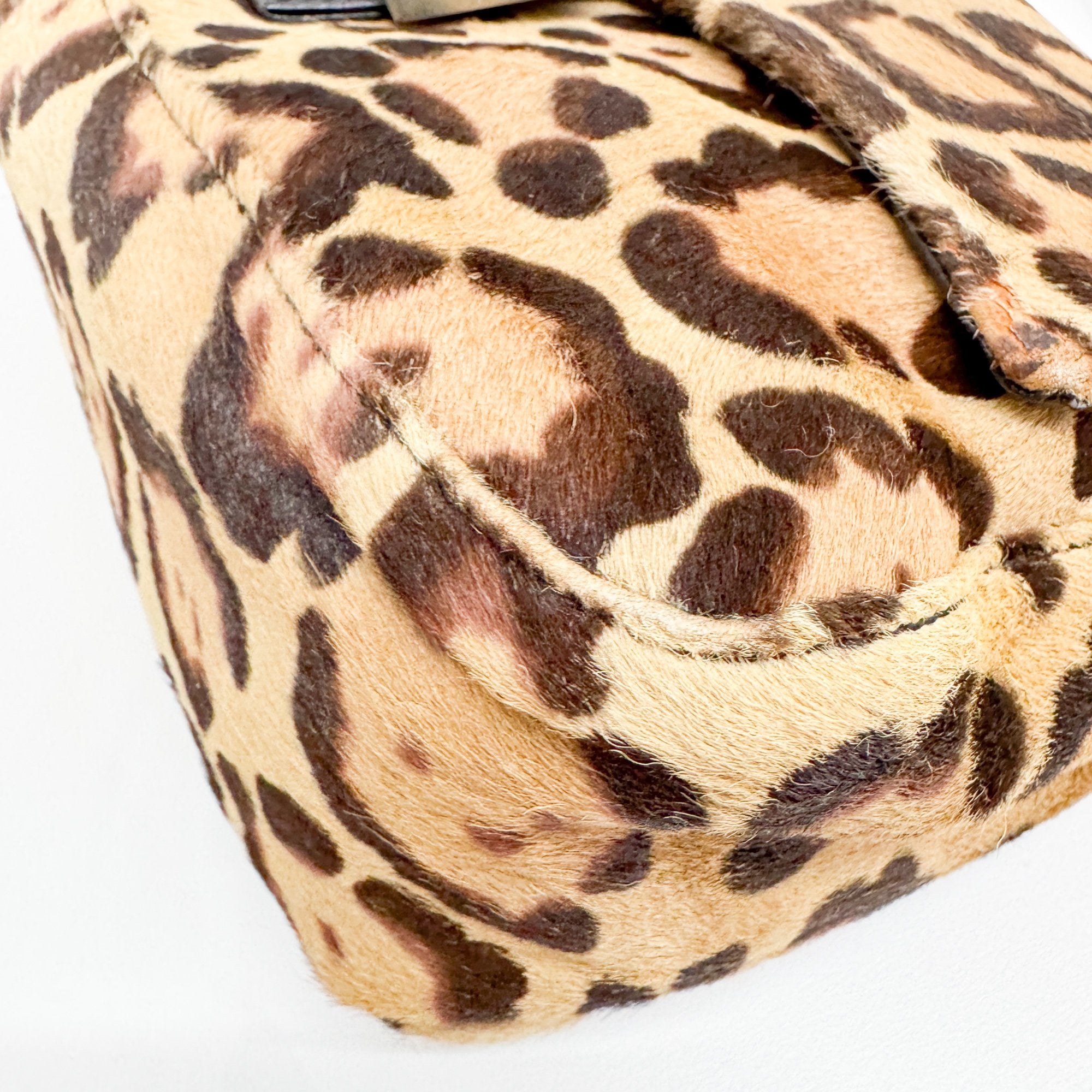 Mamma Baguette Brown Leopard Print Pony Hair Shoulder Bag