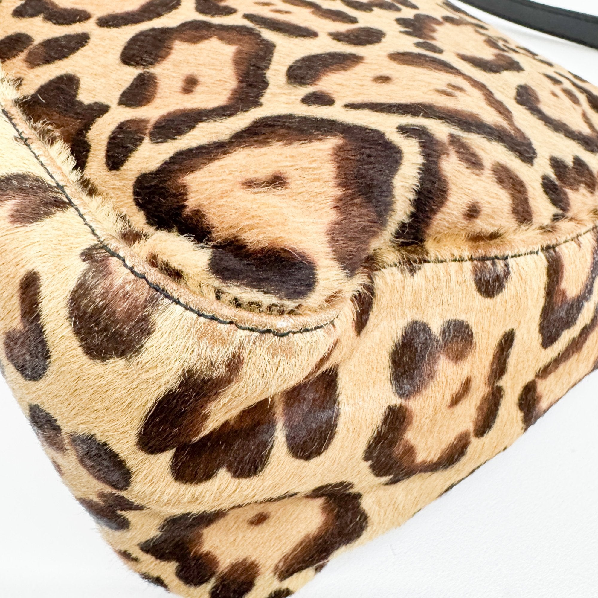 Mamma Baguette Brown Leopard Print Pony Hair Shoulder Bag