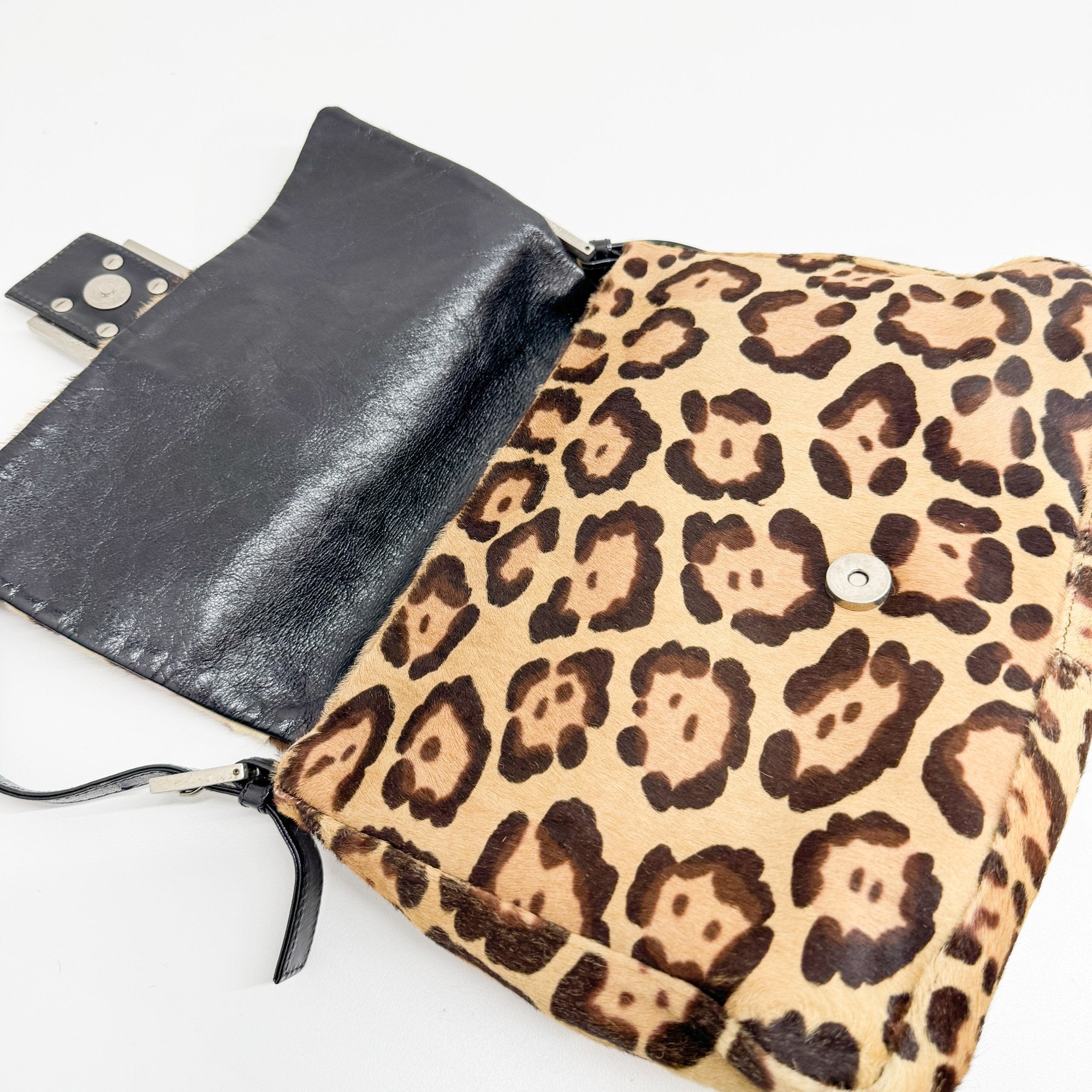 Mamma Baguette Brown Leopard Print Pony Hair Shoulder Bag