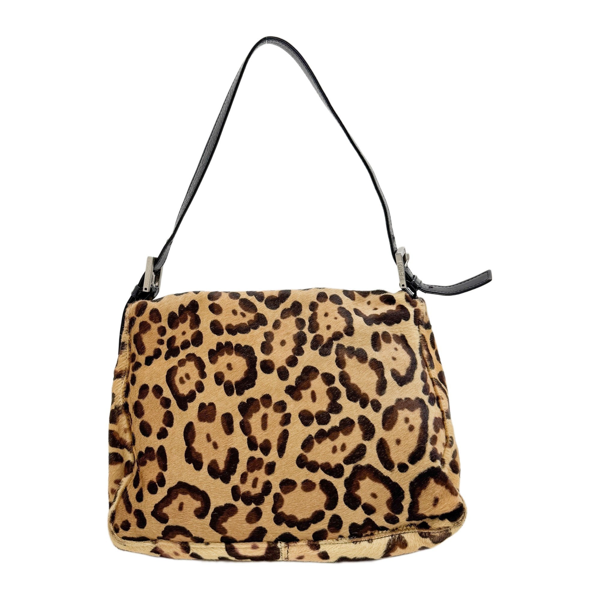 Mamma Baguette Brown Leopard Print Pony Hair Shoulder Bag