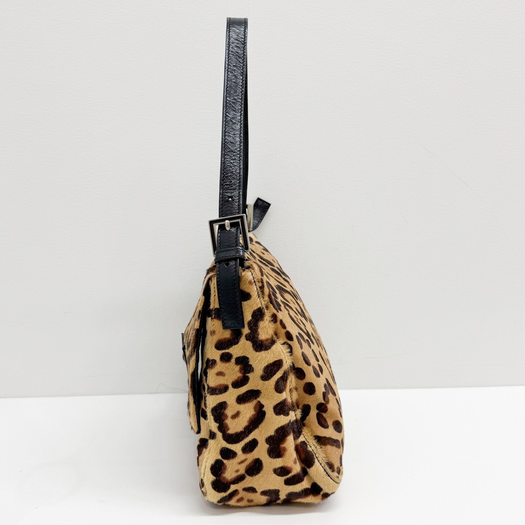 Mamma Baguette Brown Leopard Print Pony Hair Shoulder Bag