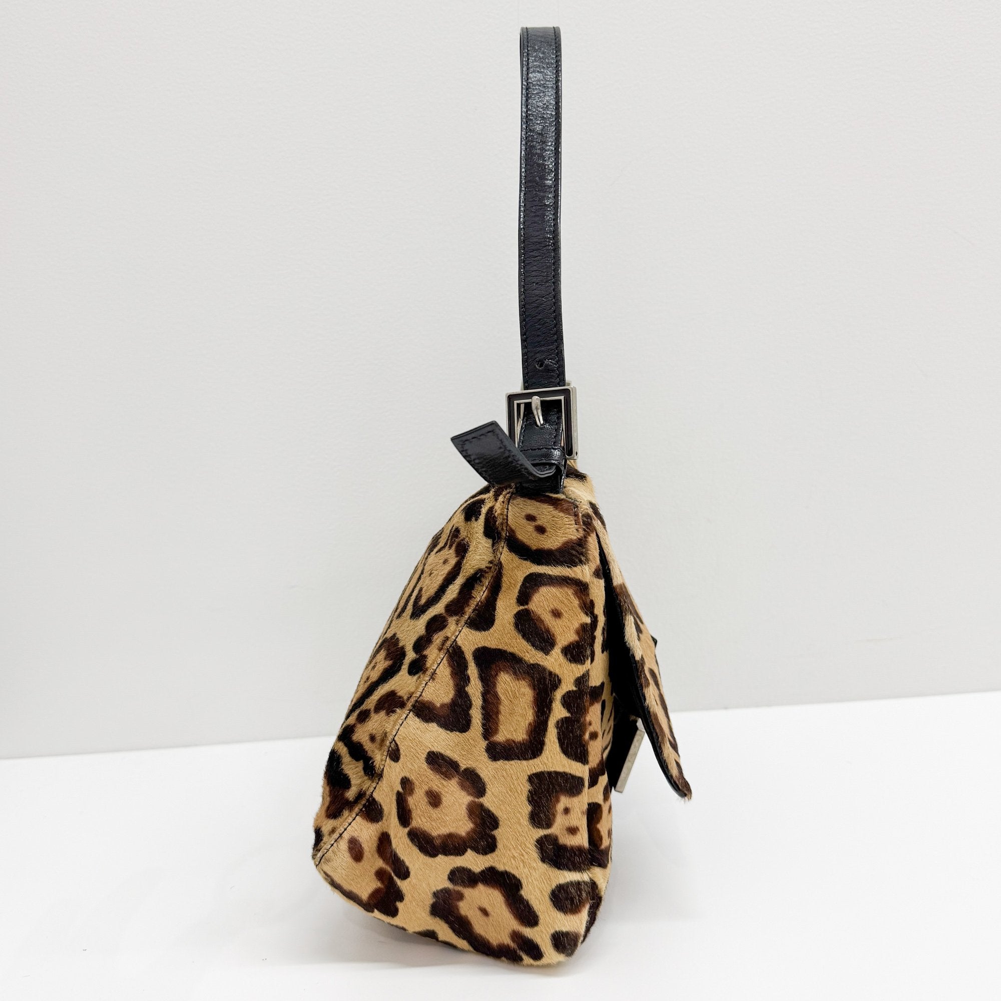 Mamma Baguette Brown Leopard Print Pony Hair Shoulder Bag
