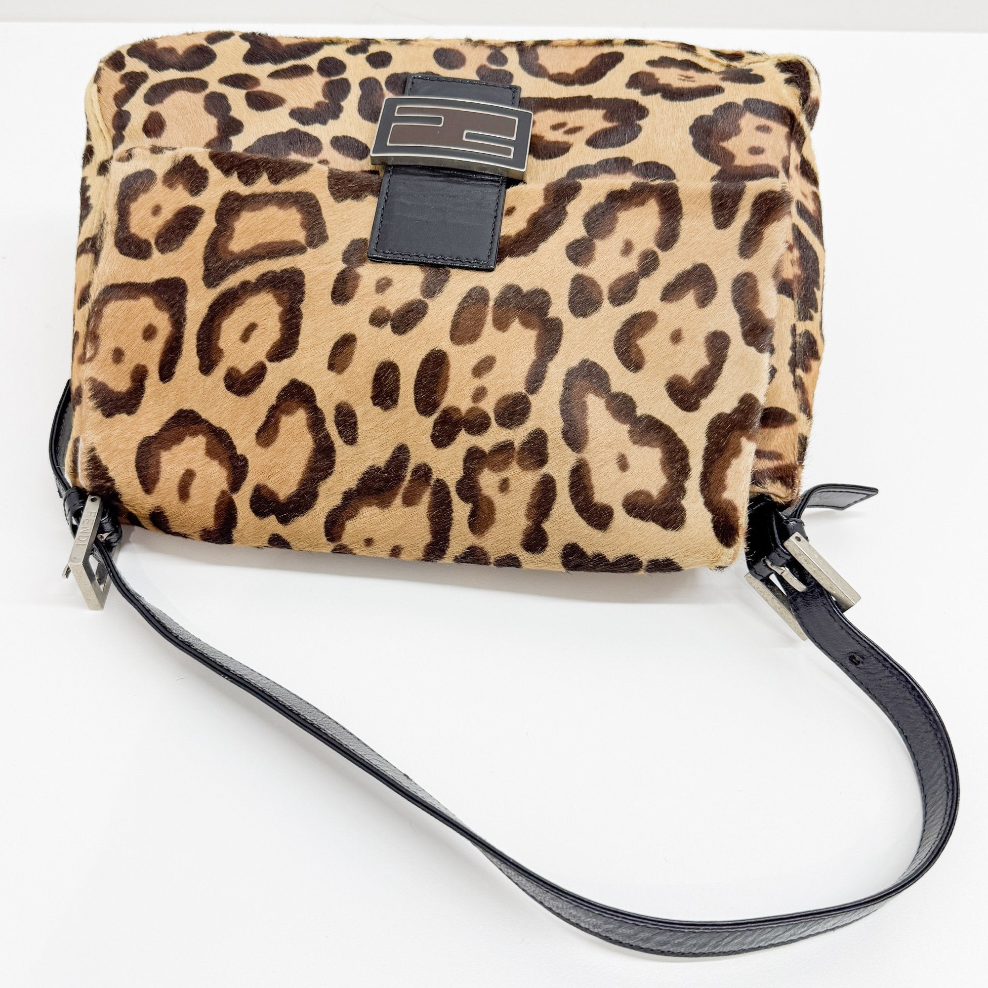 Mamma Baguette Brown Leopard Print Pony Hair Shoulder Bag