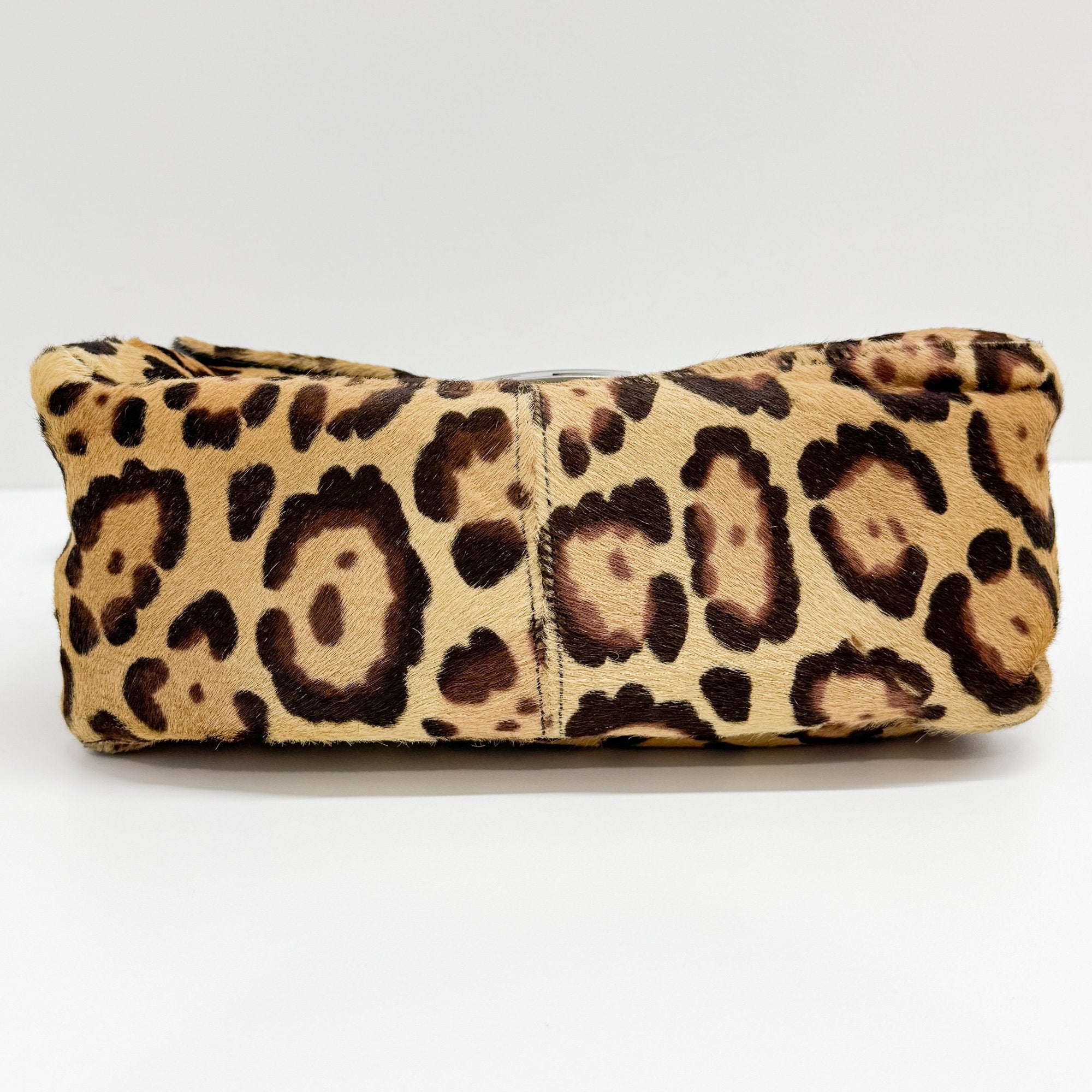 Mamma Baguette Brown Leopard Print Pony Hair Shoulder Bag