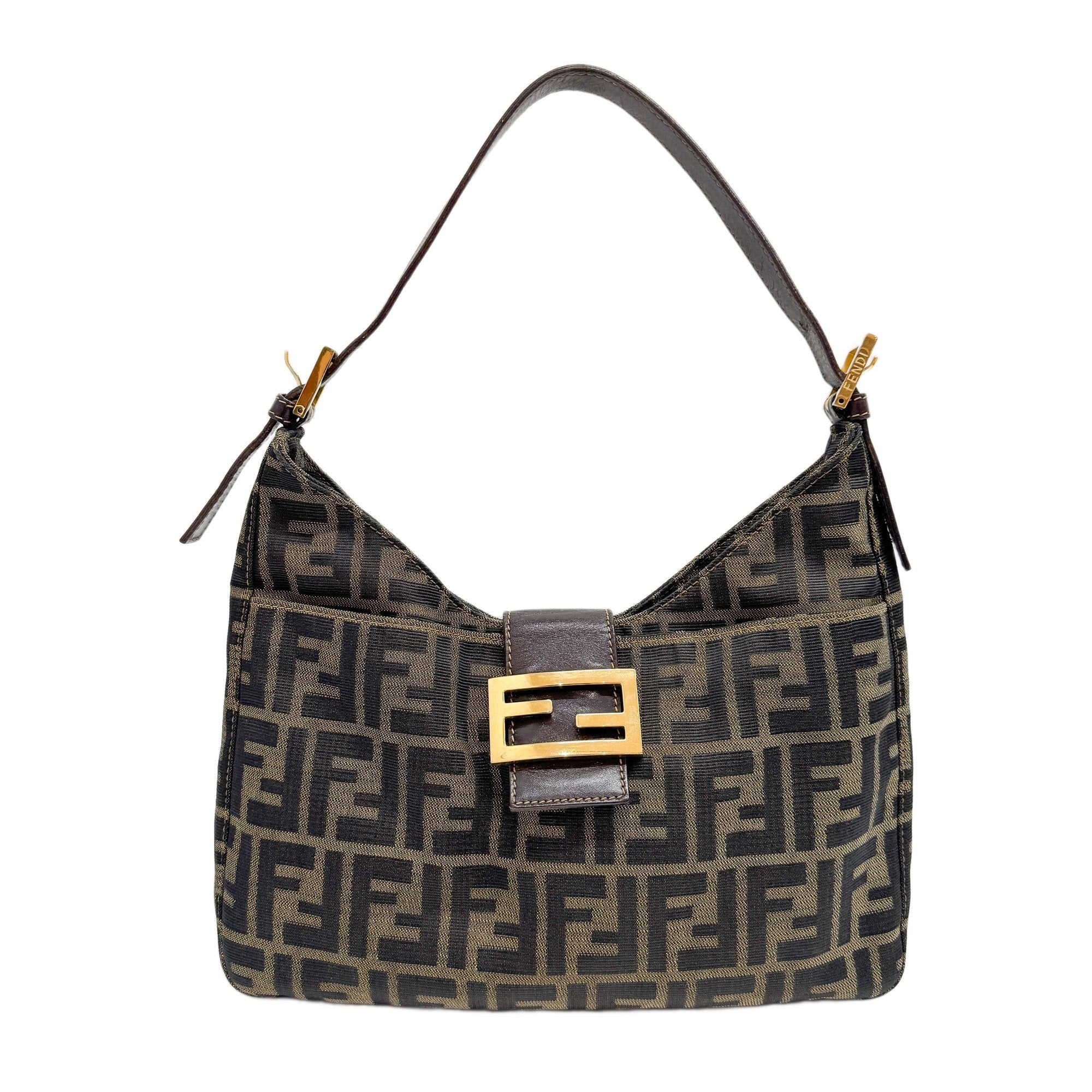 Mamma Baguette Brown Zucca Canvas Shoulder Bag