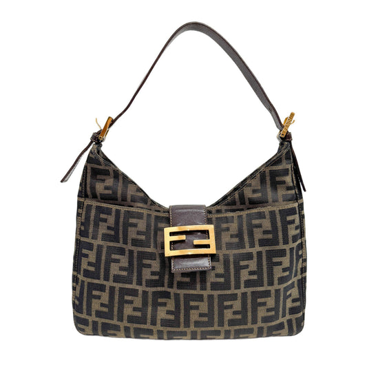 Mamma Baguette Brown Zucca Canvas Shoulder Bag