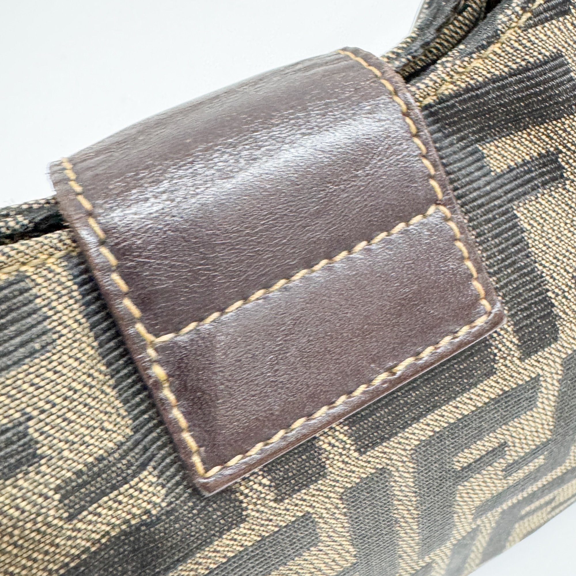 Mamma Baguette Brown Zucca Canvas Shoulder Bag