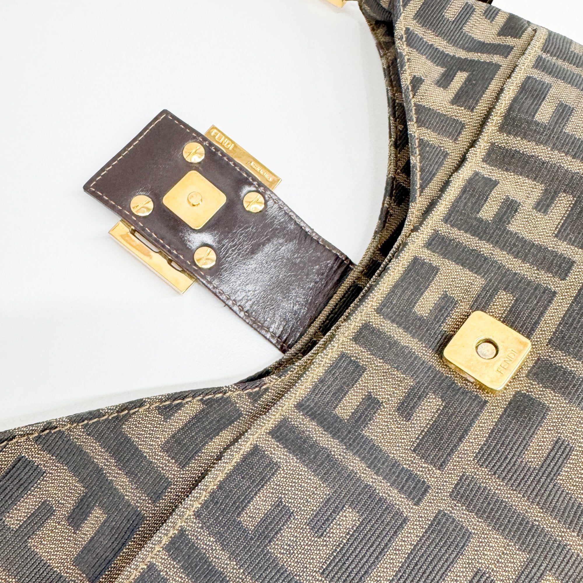 Mamma Baguette Brown Zucca Canvas Shoulder Bag