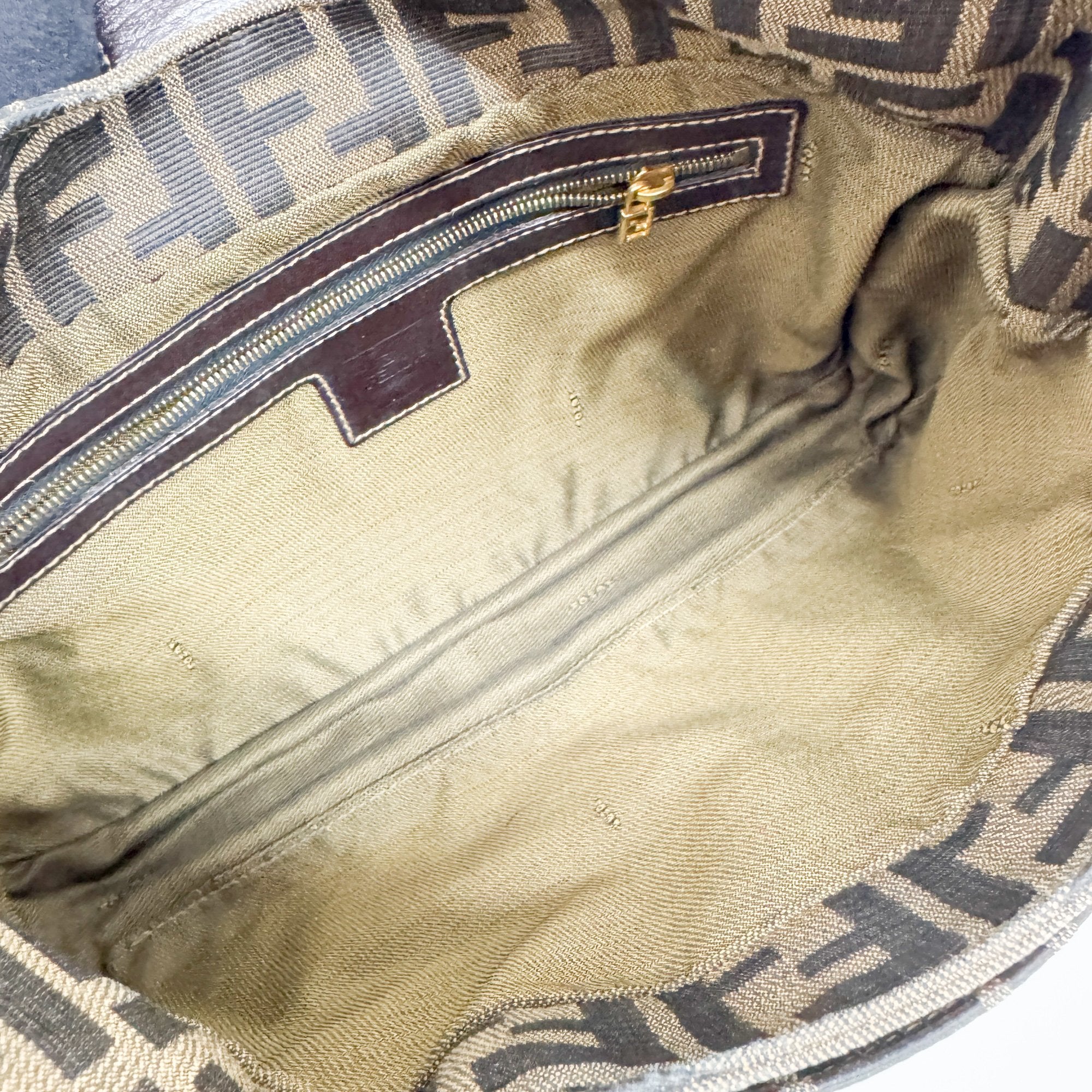 Mamma Baguette Brown Zucca Canvas Shoulder Bag