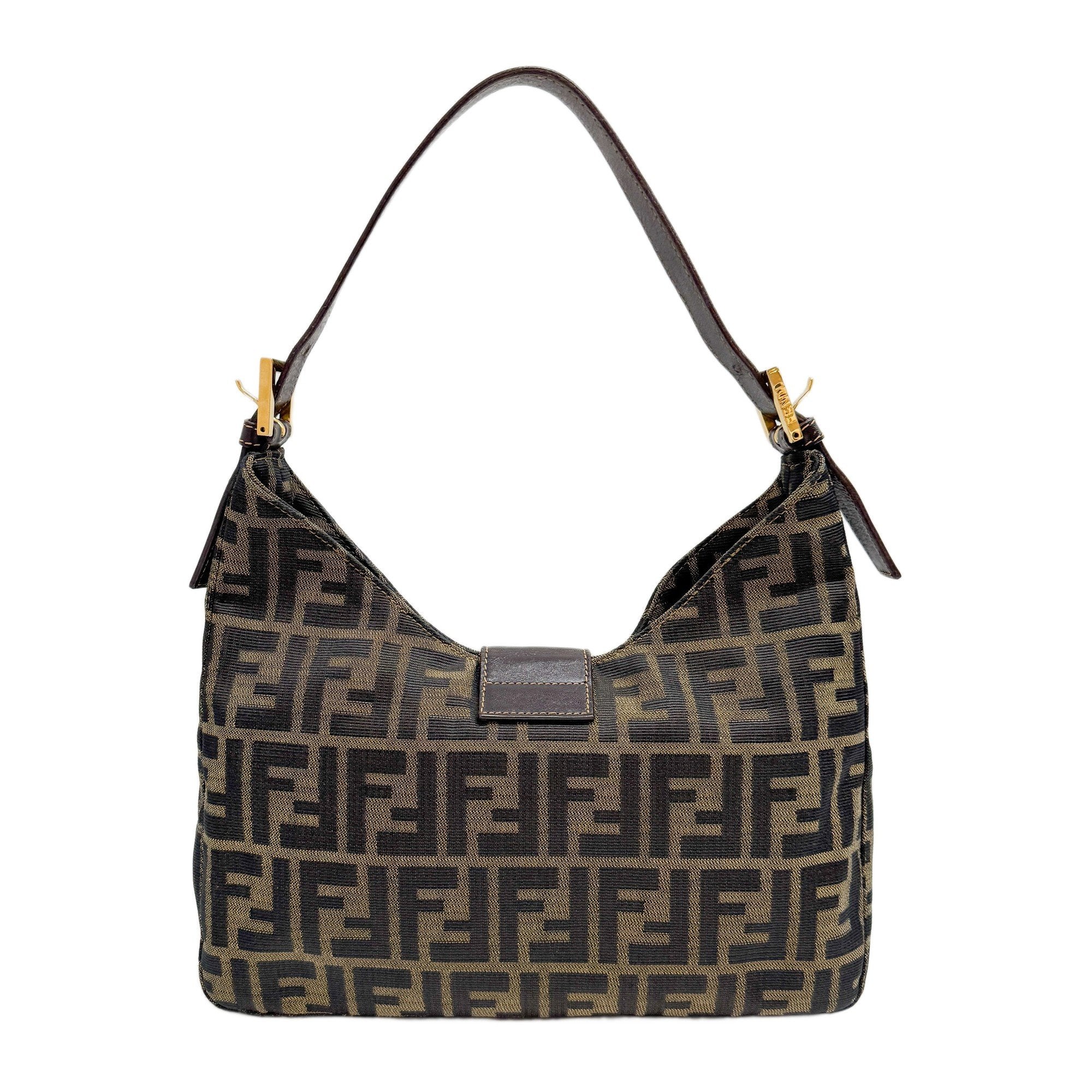 Mamma Baguette Brown Zucca Canvas Shoulder Bag