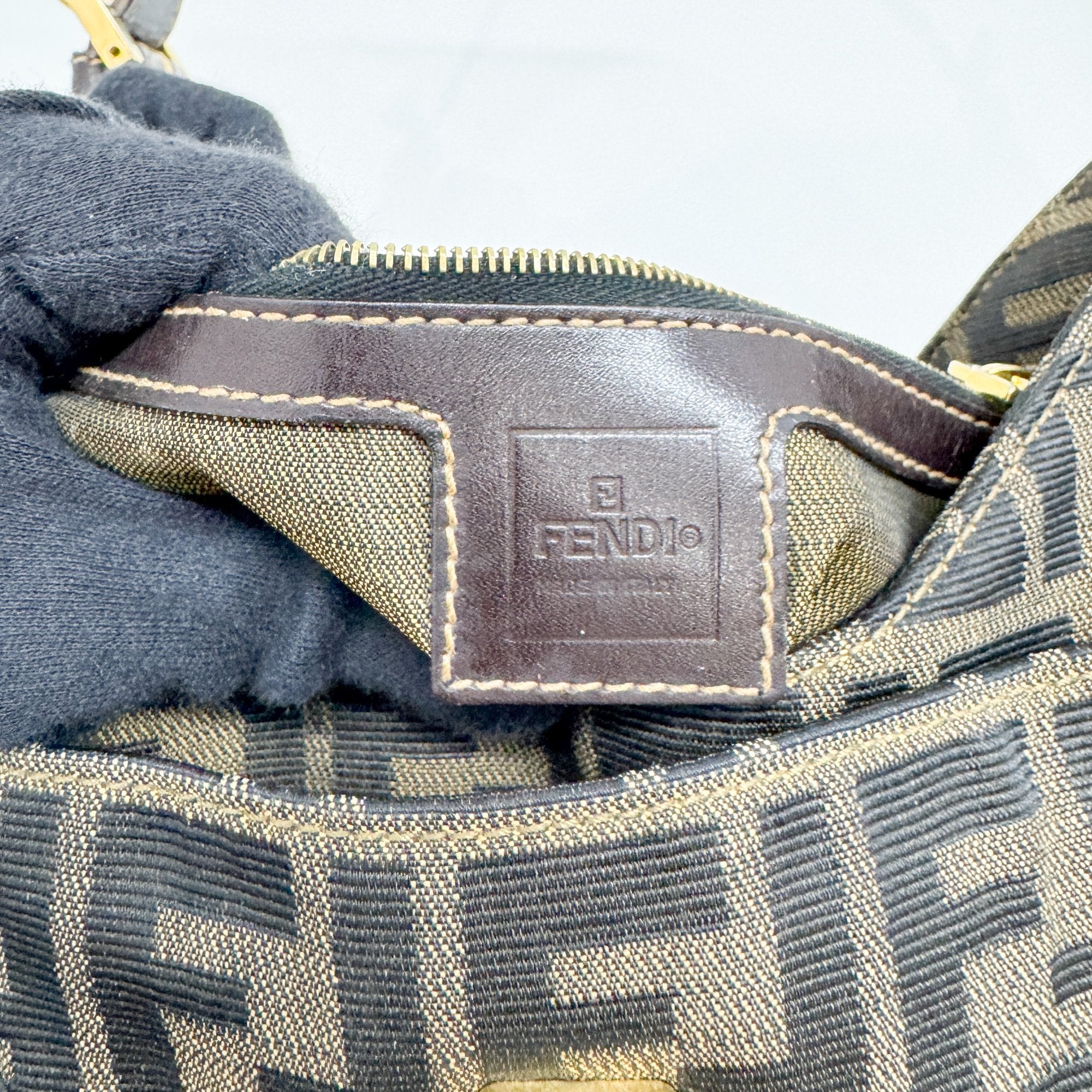 Mamma Baguette Brown Zucca Canvas Shoulder Bag