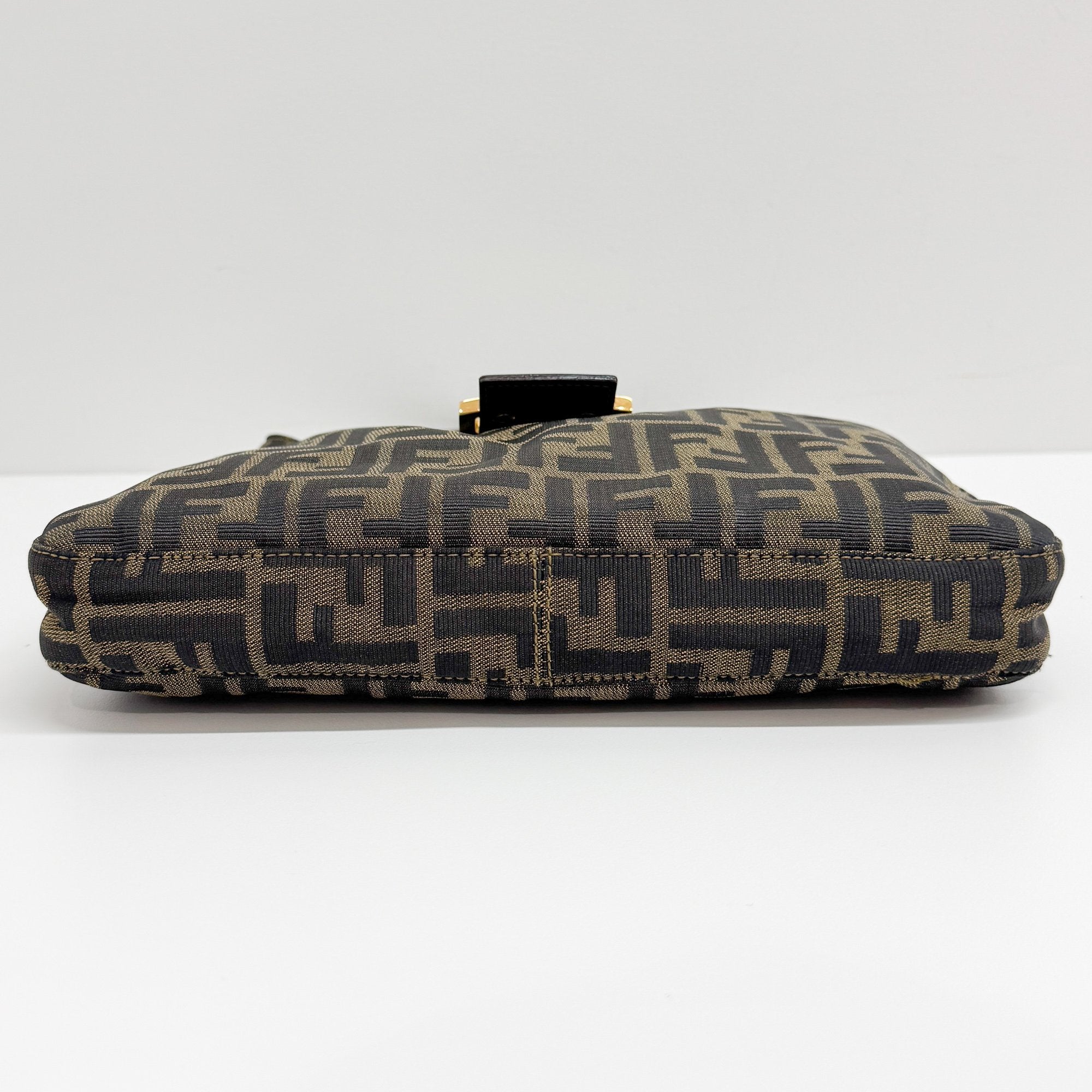 Mamma Baguette Brown Zucca Canvas Shoulder Bag