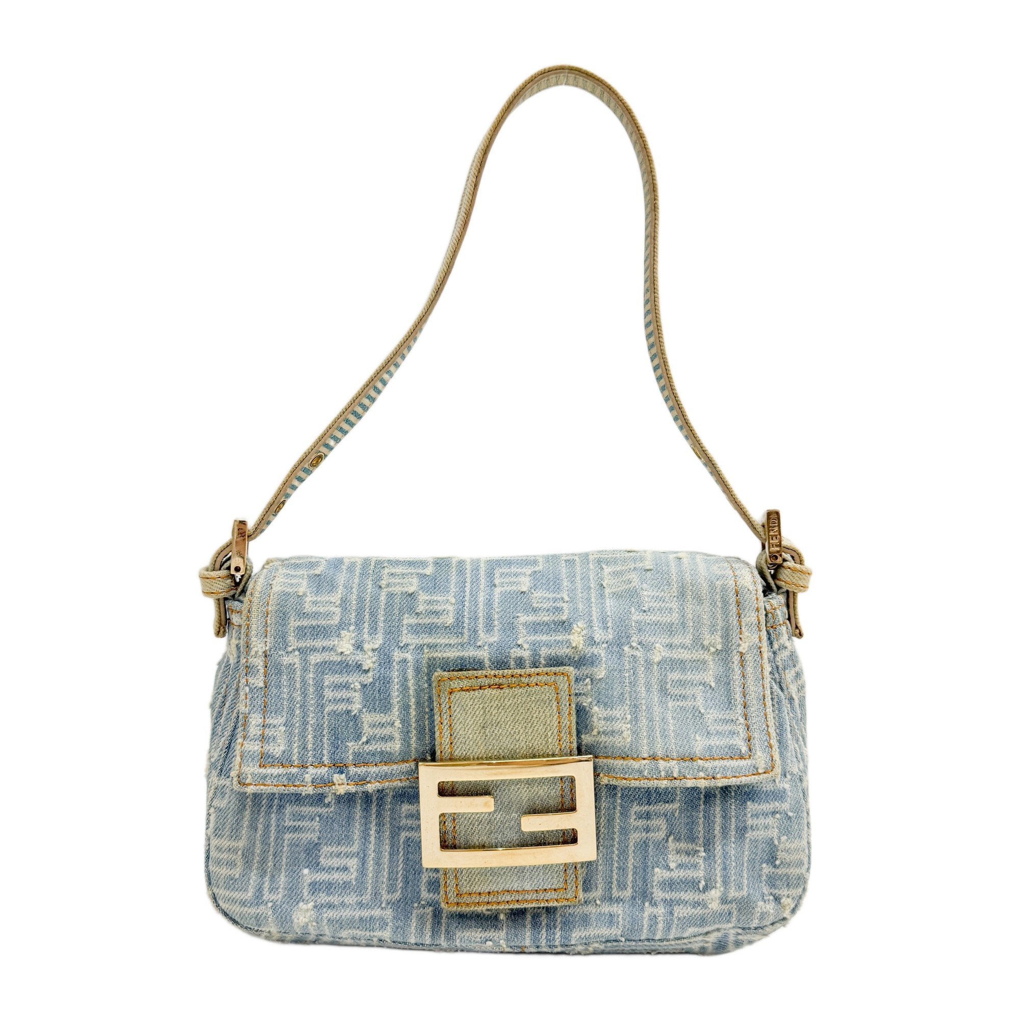 Mini Mamma Baguette Blue Denim Shoulder Bag