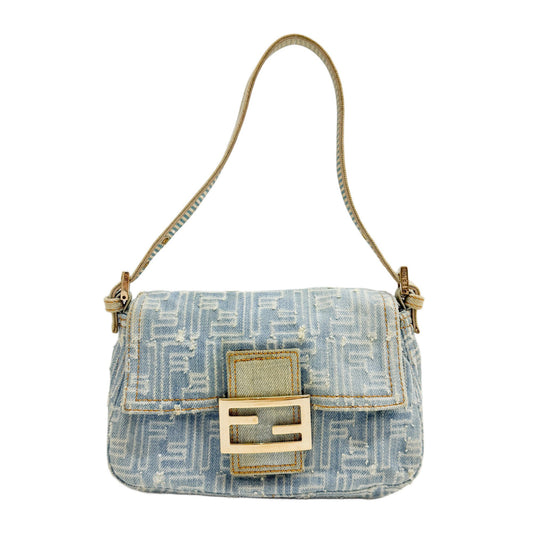 Mini Mamma Baguette Blue Denim Shoulder Bag