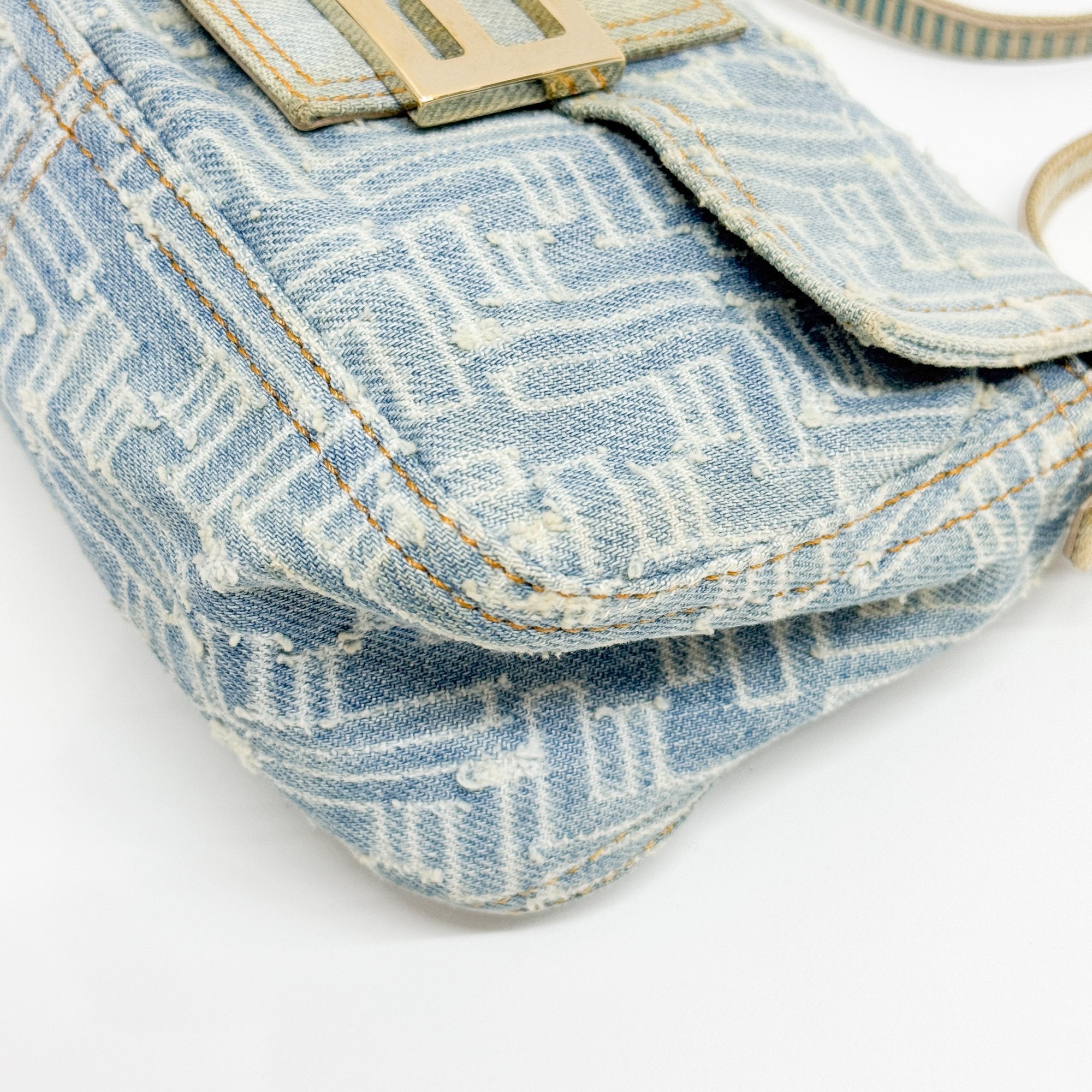 Mini Mamma Baguette Blue Denim Shoulder Bag