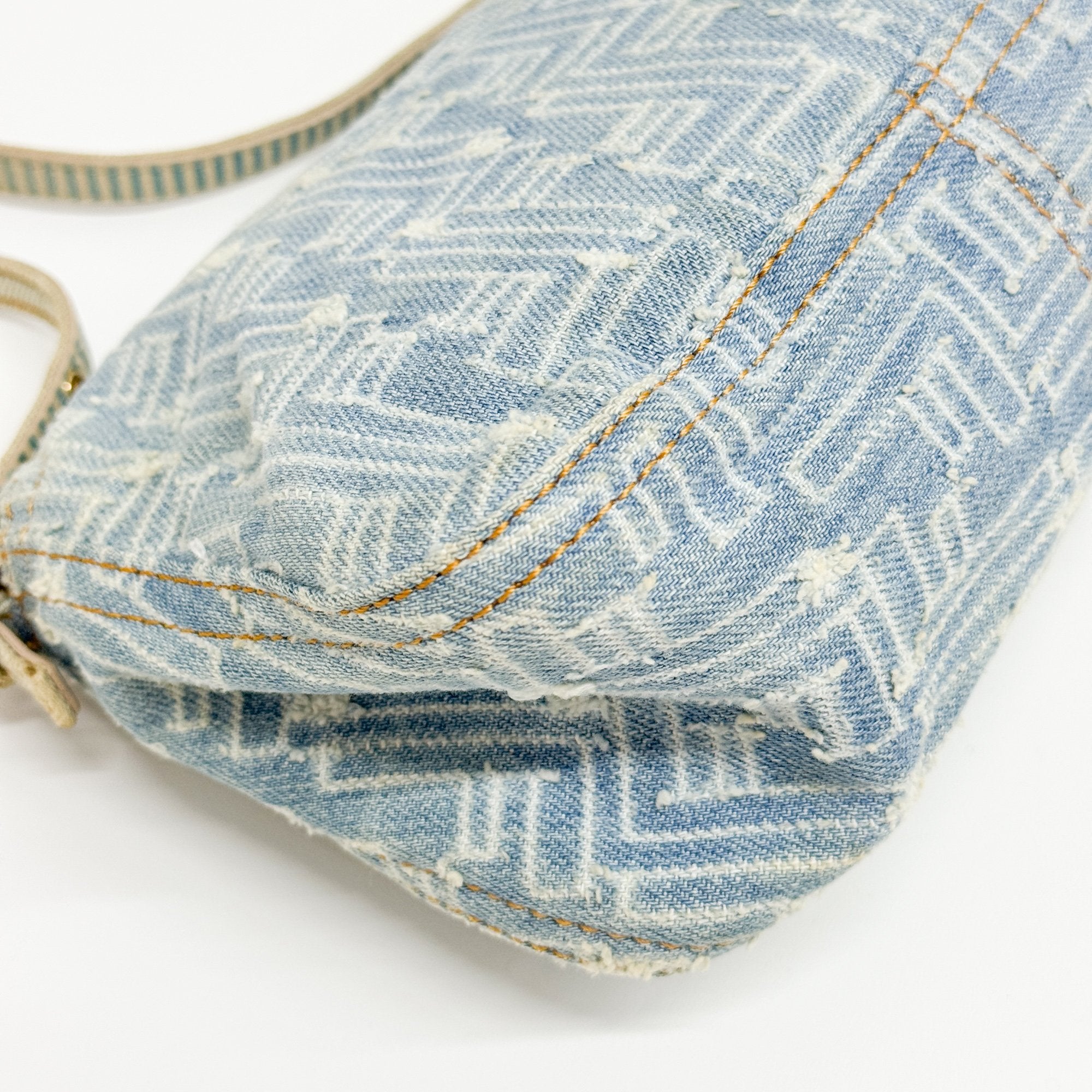 Mini Mamma Baguette Blue Denim Shoulder Bag