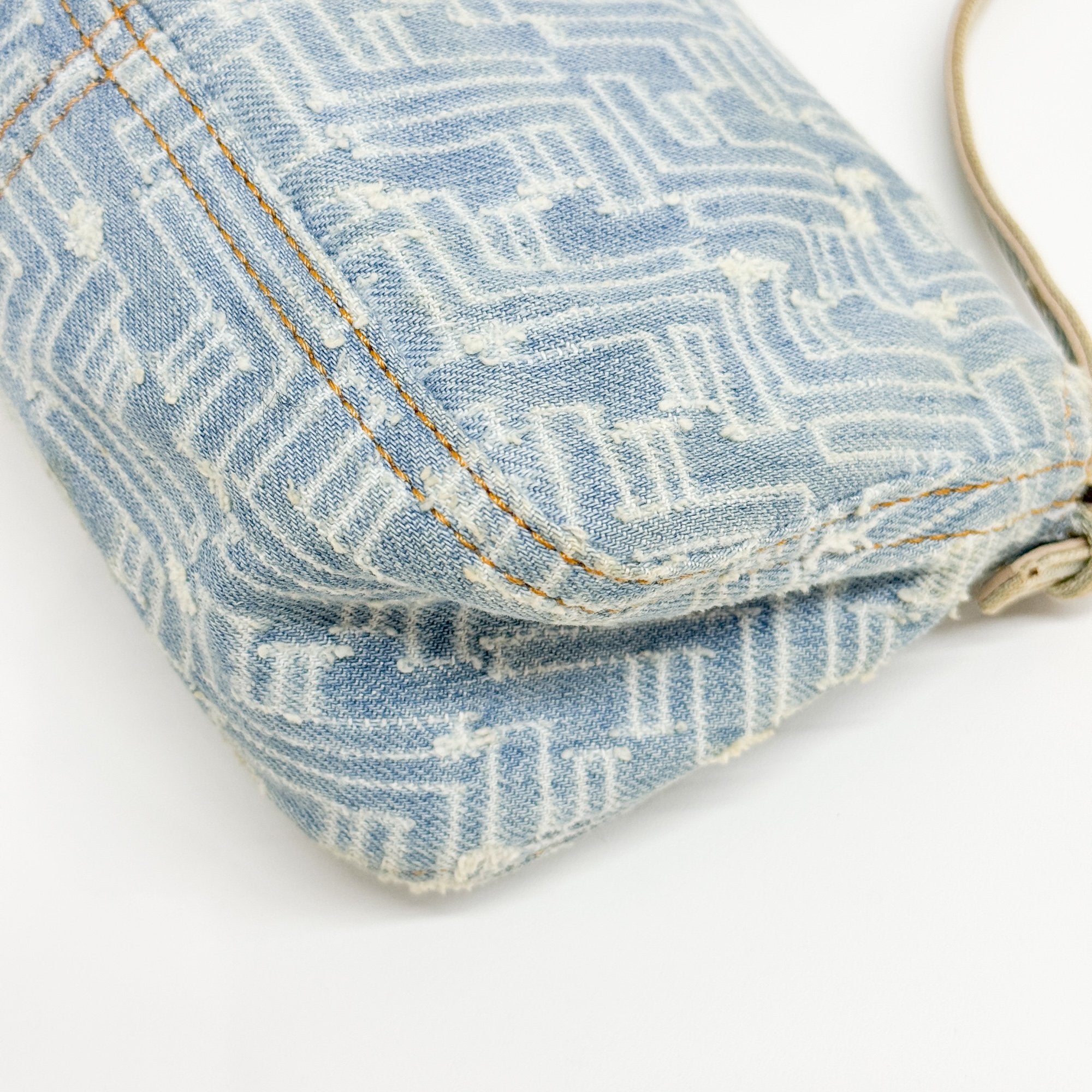 Mini Mamma Baguette Blue Denim Shoulder Bag
