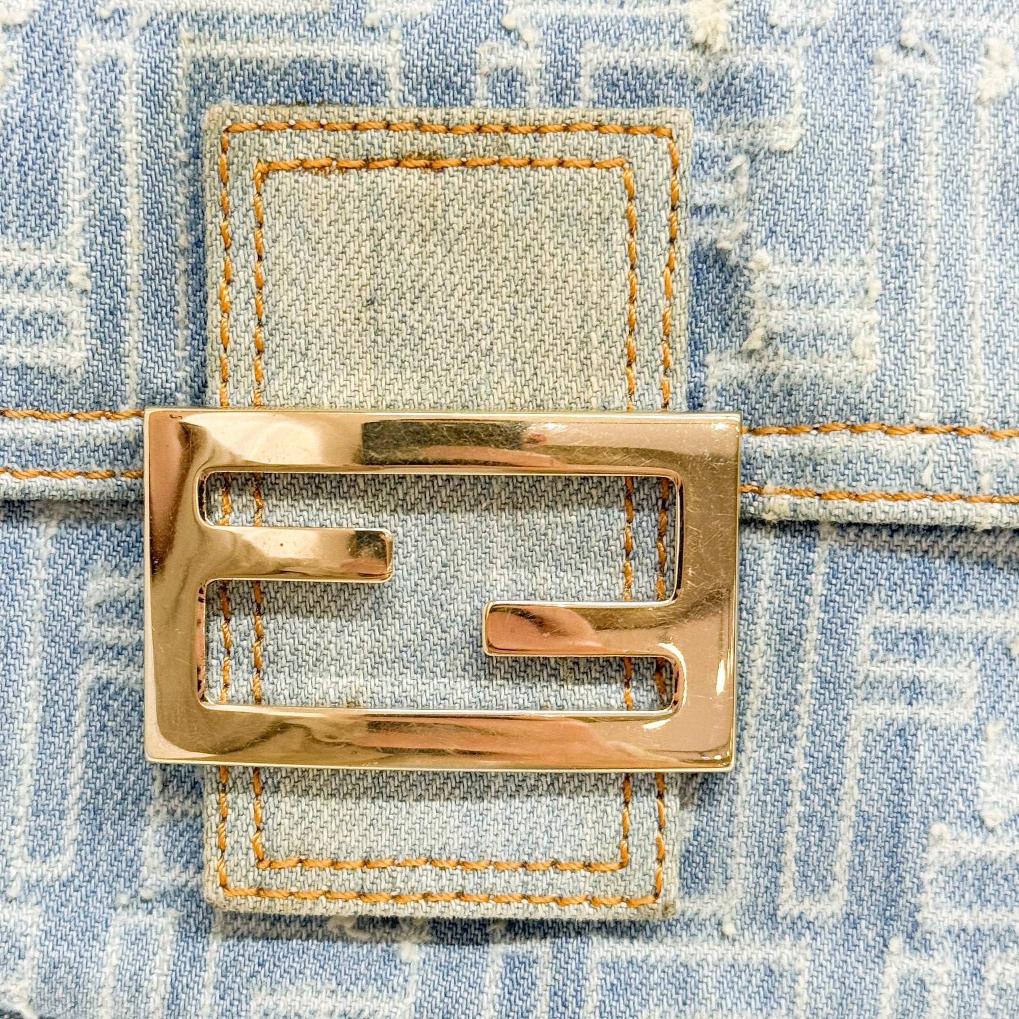 Mini Mamma Baguette Blue Denim Shoulder Bag