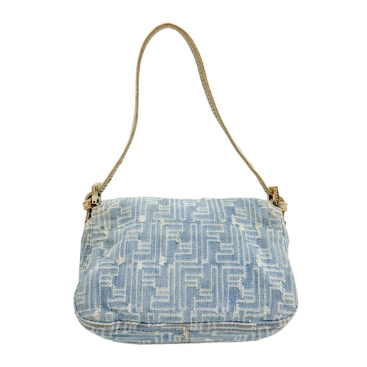 Mini Mamma Baguette Blue Denim Shoulder Bag