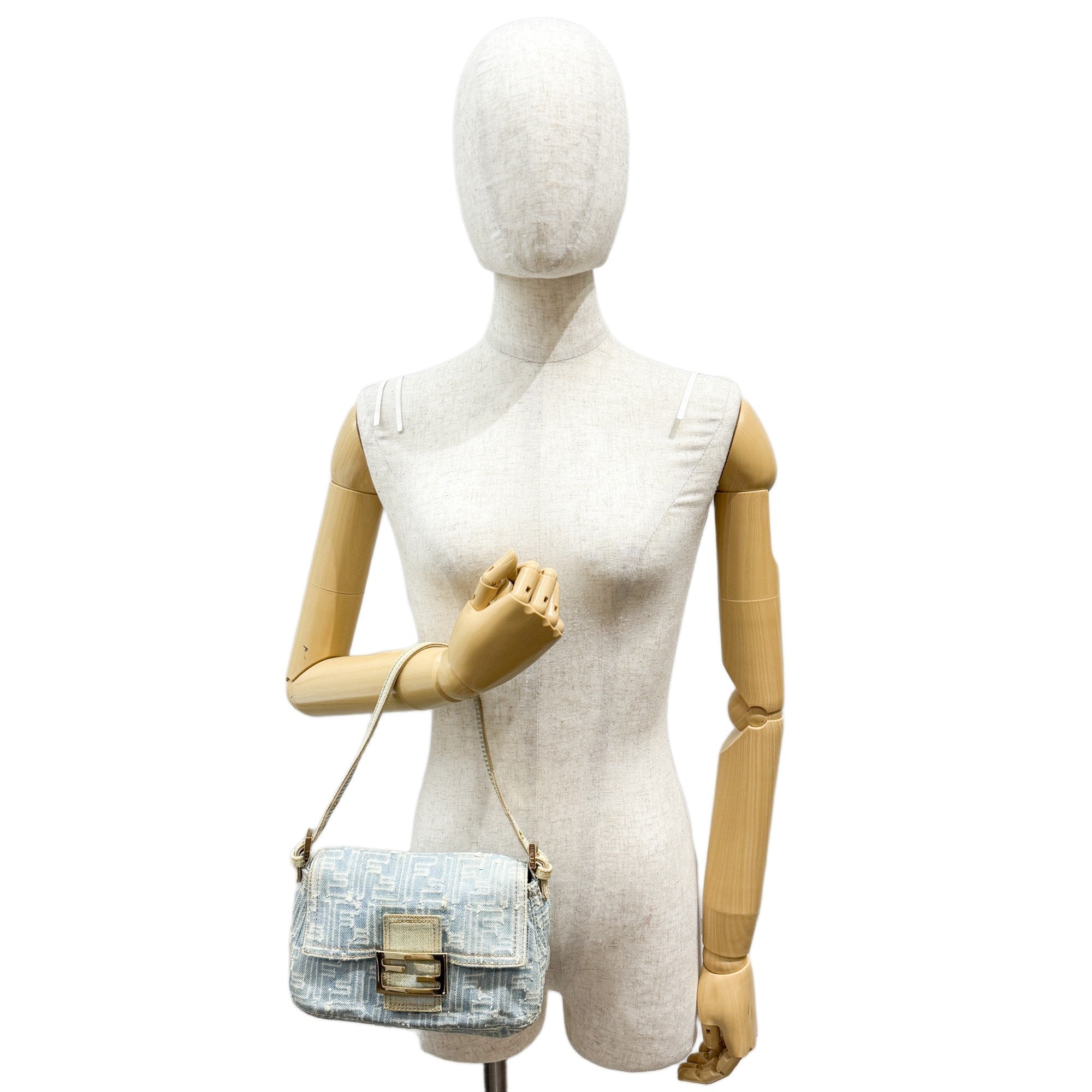 Mini Mamma Baguette Blue Denim Shoulder Bag