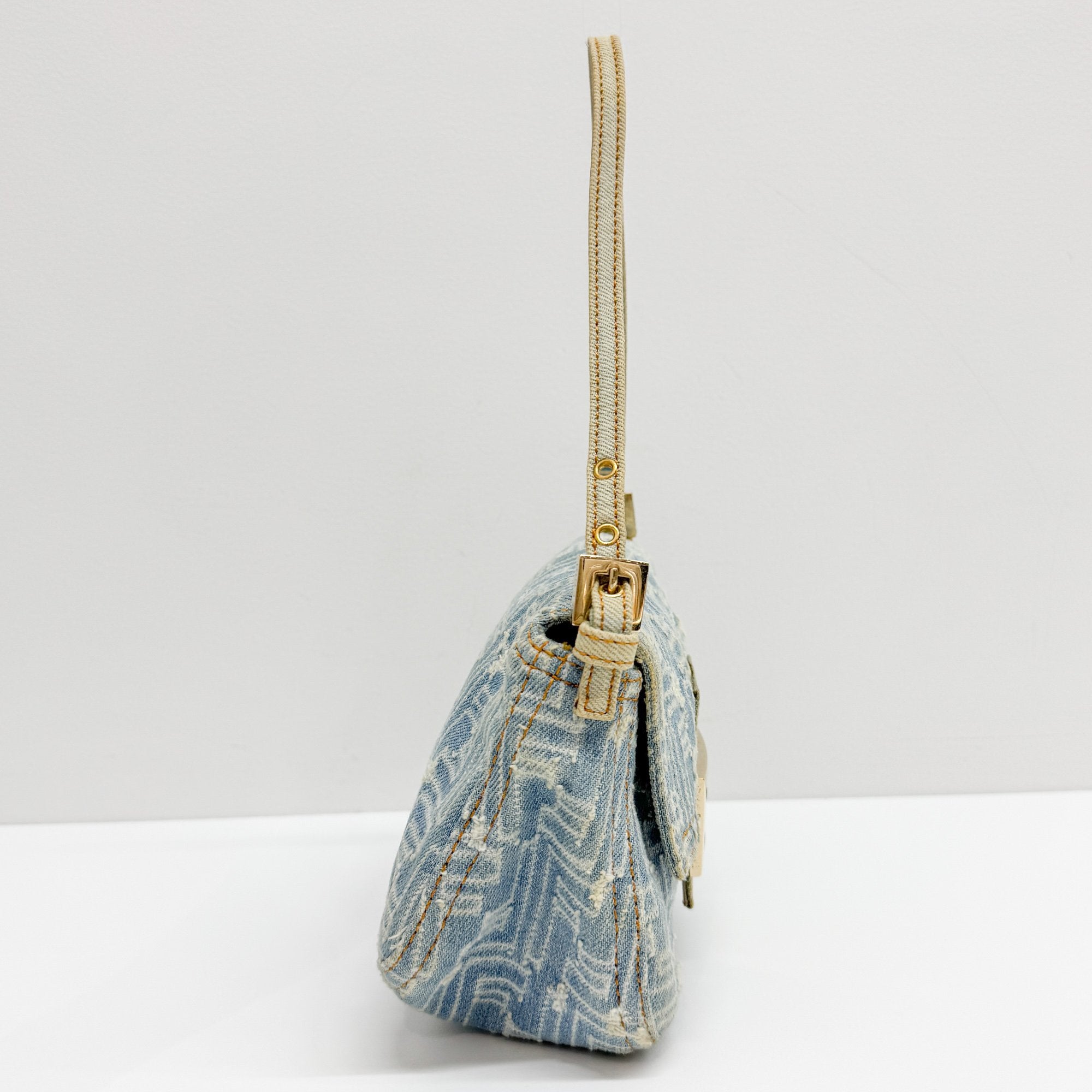 Mini Mamma Baguette Blue Denim Shoulder Bag