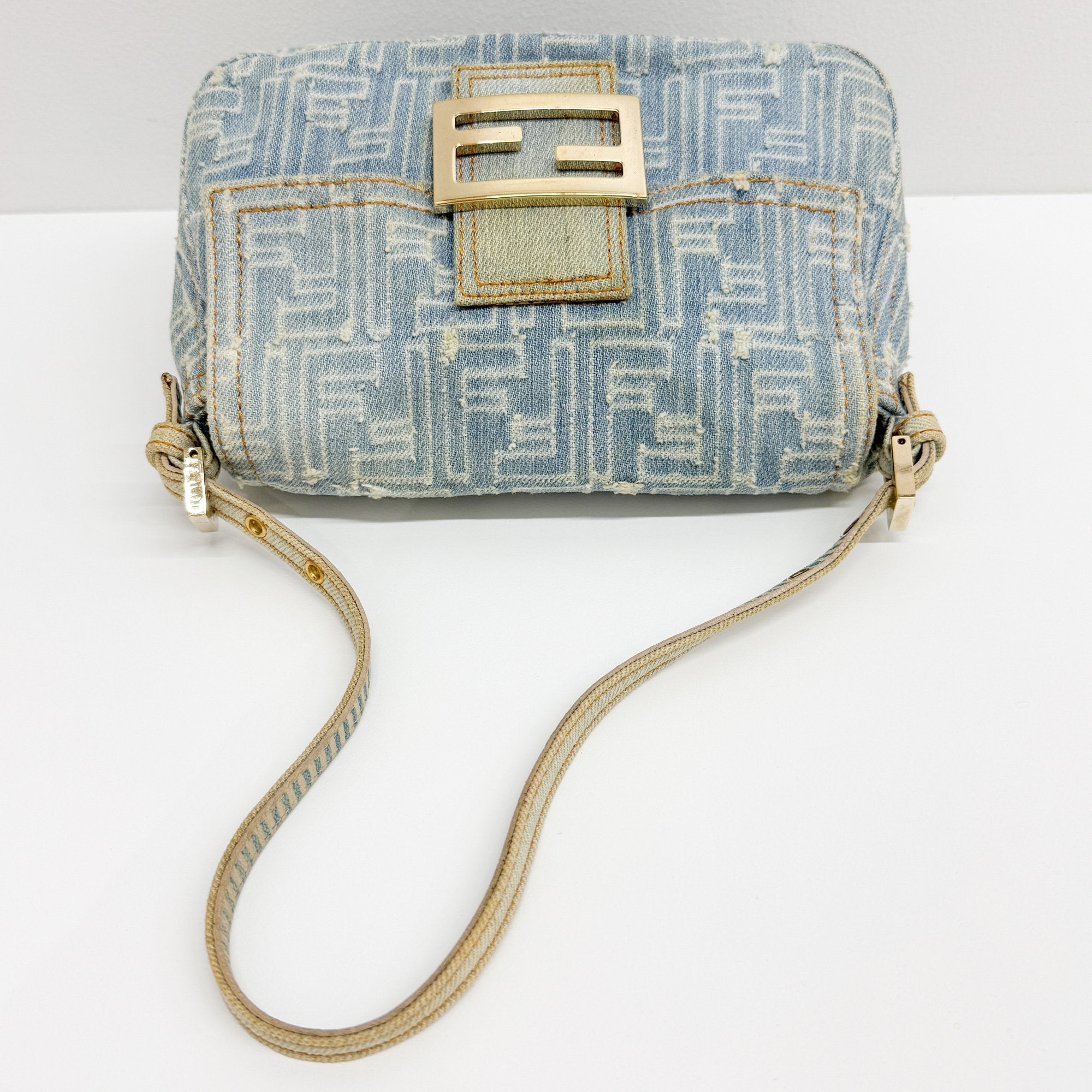 Mini Mamma Baguette Blue Denim Shoulder Bag