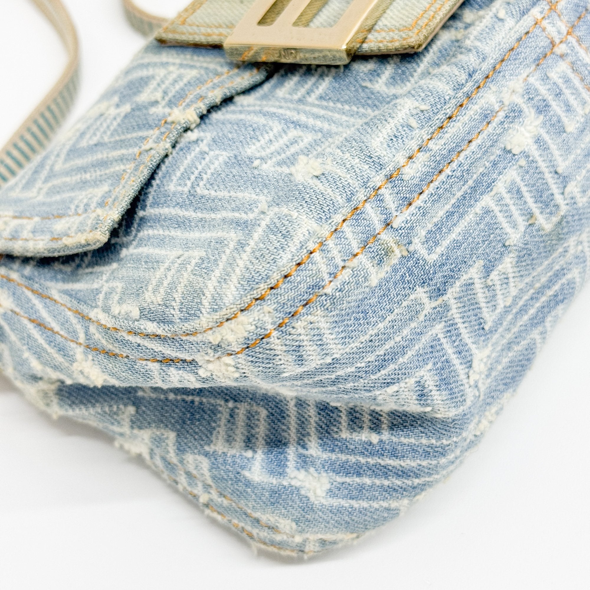 Mini Mamma Baguette Blue Denim Shoulder Bag