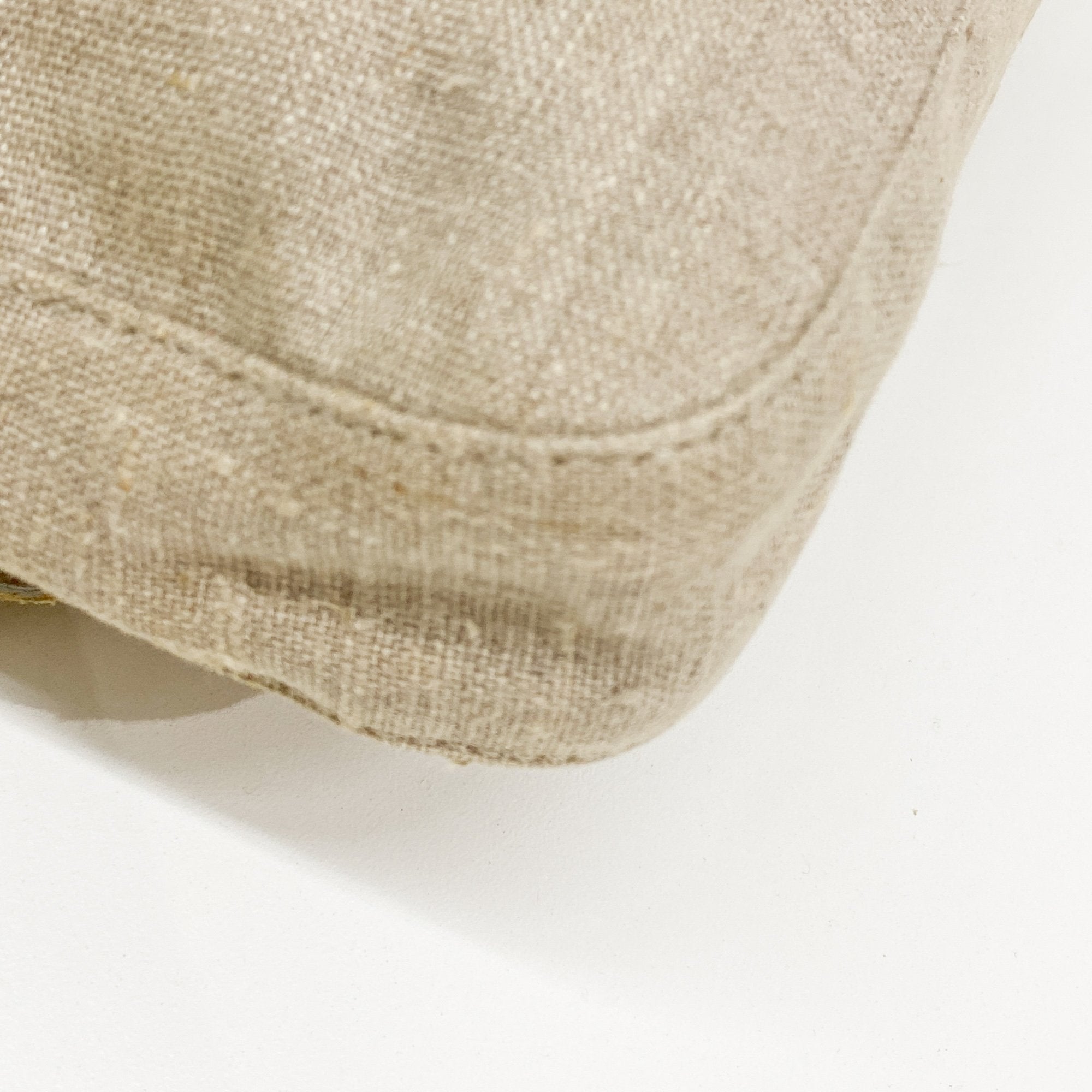 Baguette Embroidery Beige Cotton Shoulder Bag